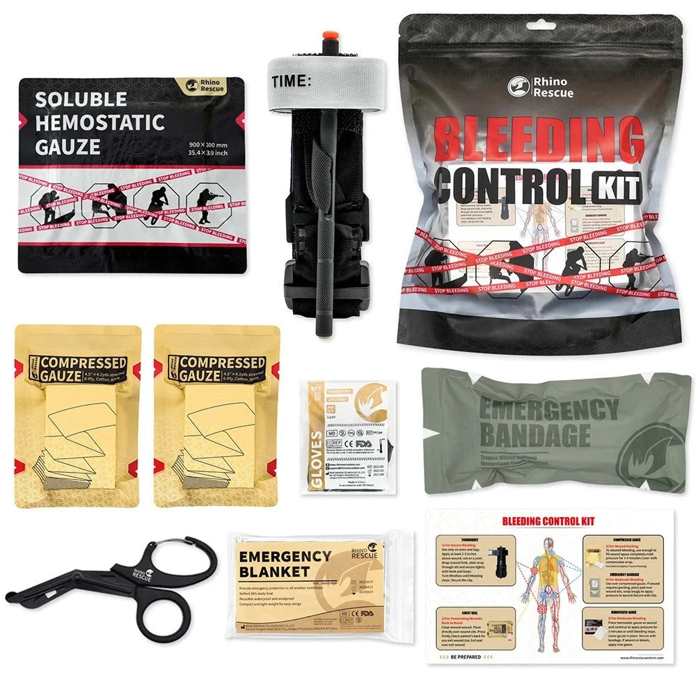 Noodpakket - Rhino EHBO Survival Kit: IFAK Pouch met 20 EMT-items voor Noodgevallen - AE-trading