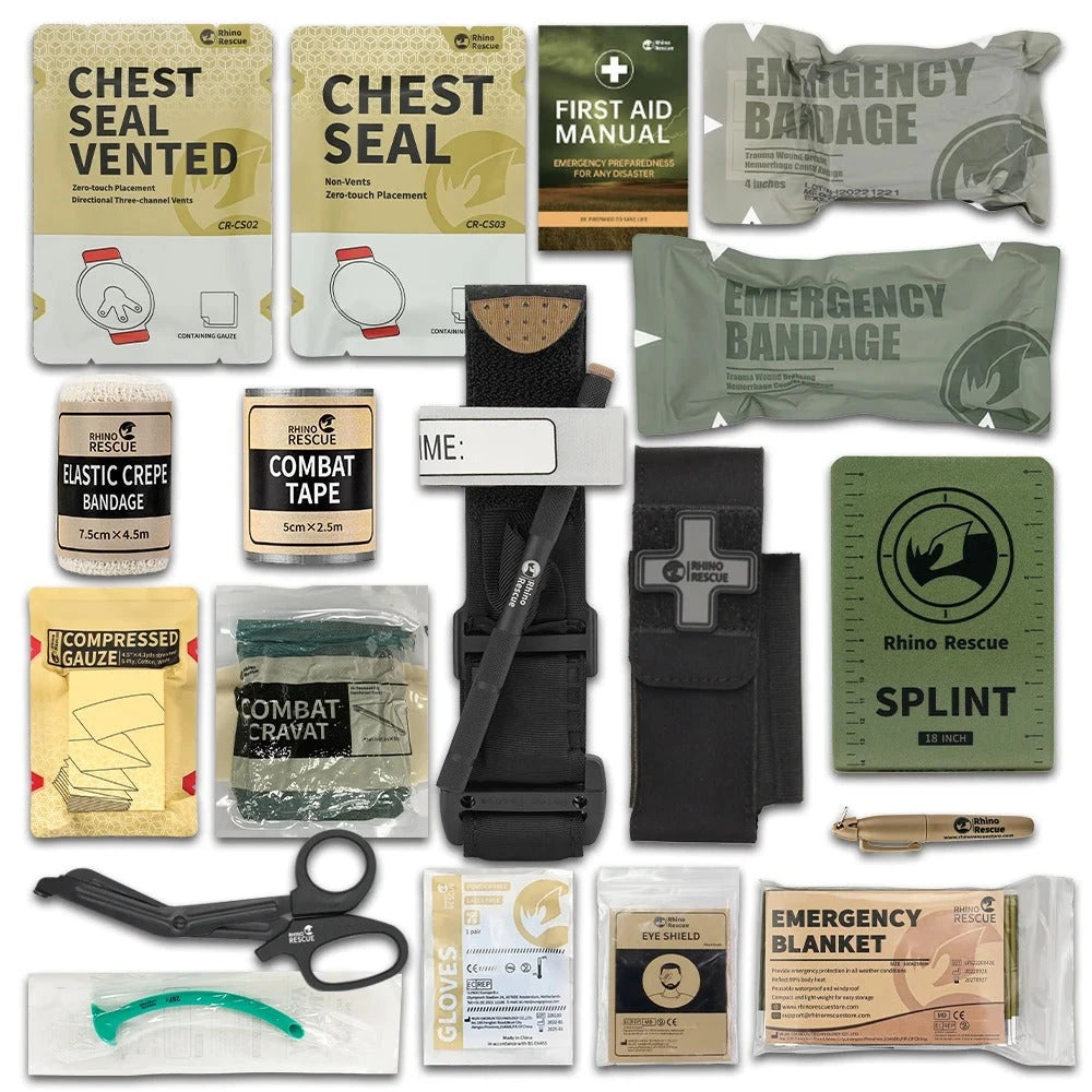Noodpakket Rhino Rescue Trauma Kit 17pcs - Tactische IFAK Navulset voor Eerste Hulp en Overleving