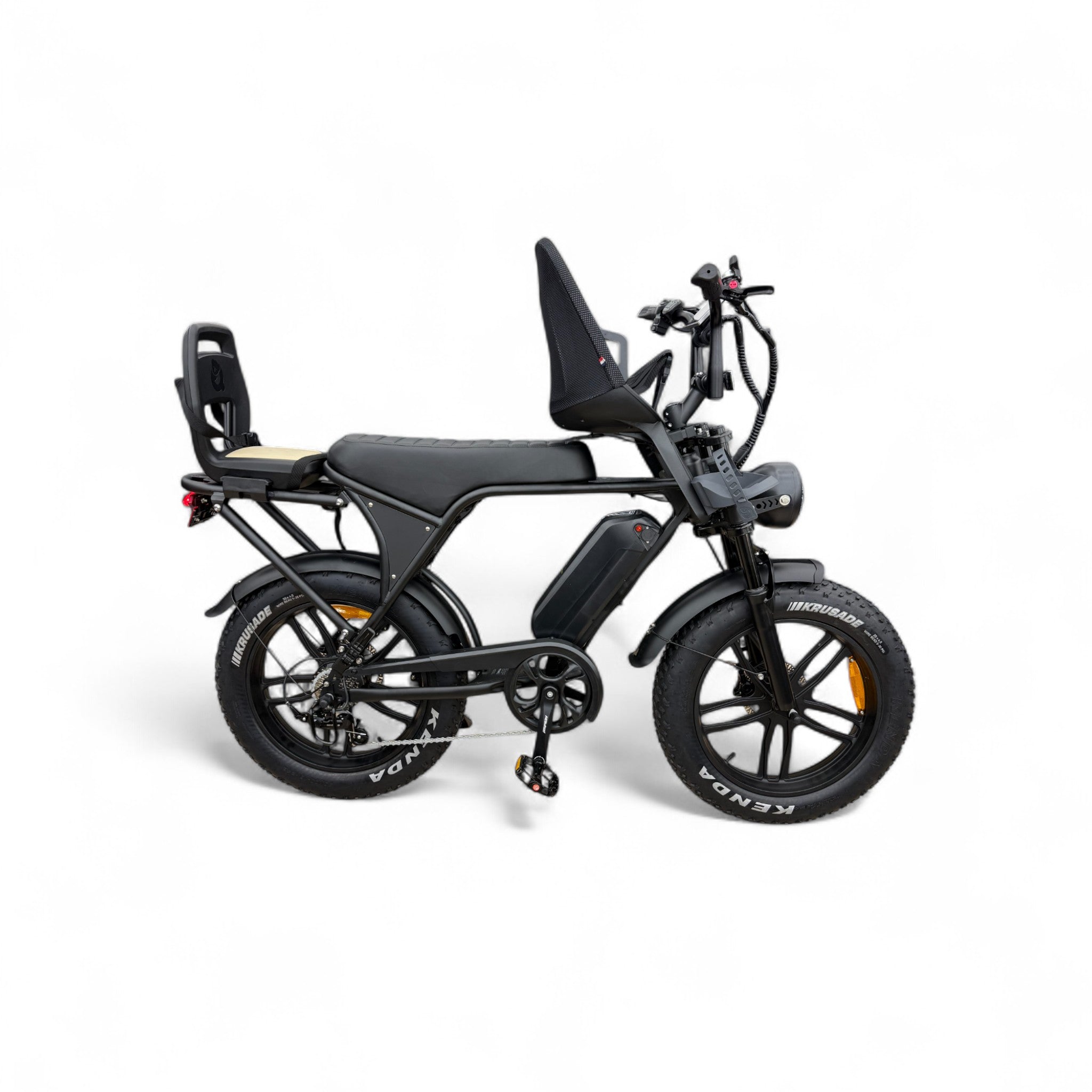 Ouxi C80 Family Fatbike met Kinderzitjes Voor en Achter - Zwart