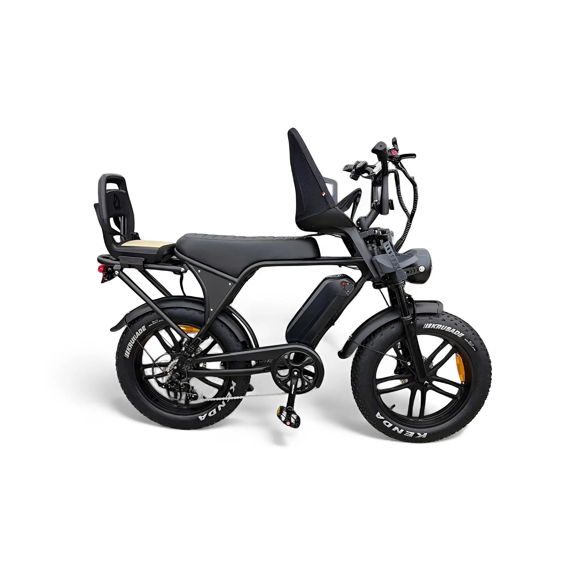 Ouxi C80 Family Fatbike met Kinderzitjes Voor en Achter - Zwart - AE-trading