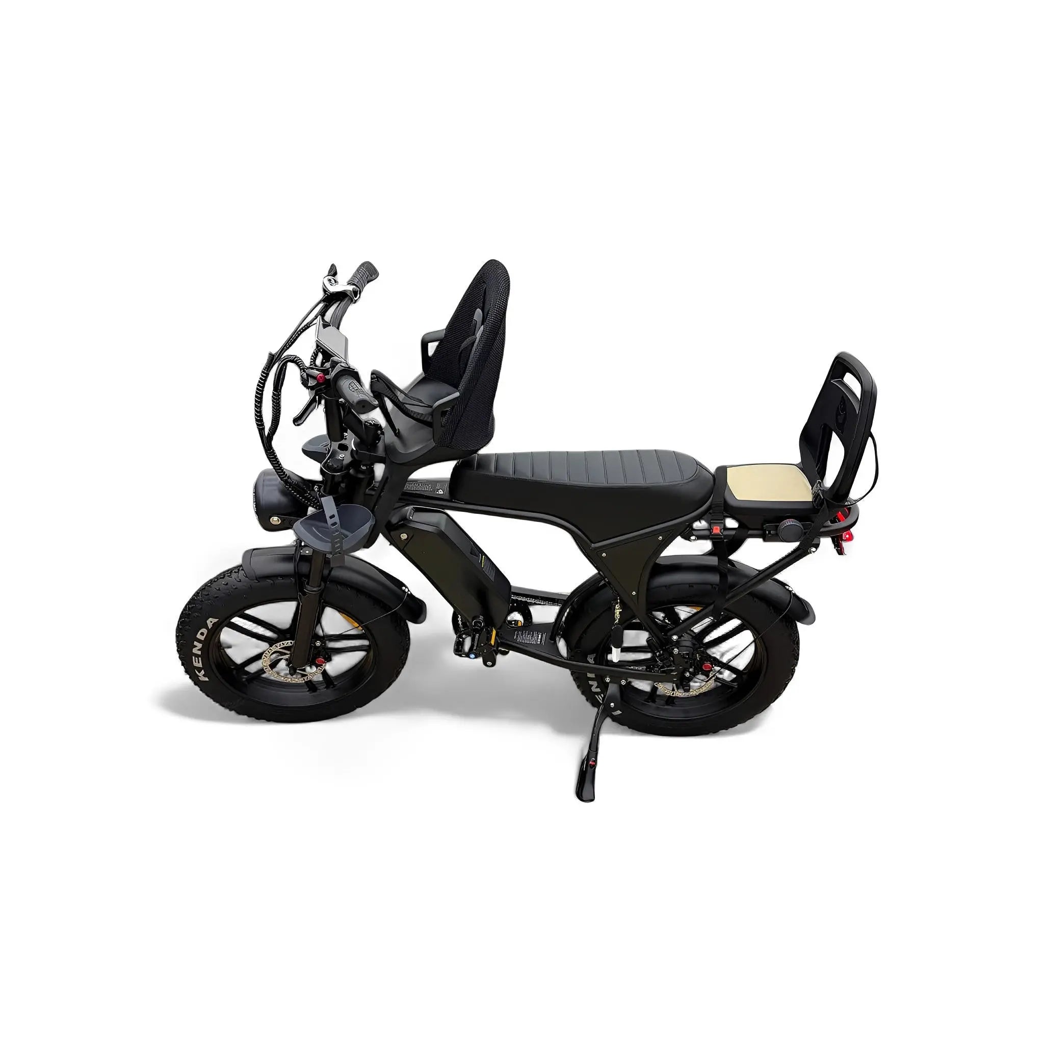 Ouxi C80 Family Fatbike met Kinderzitjes Voor en Achter - Zwart - AE-trading