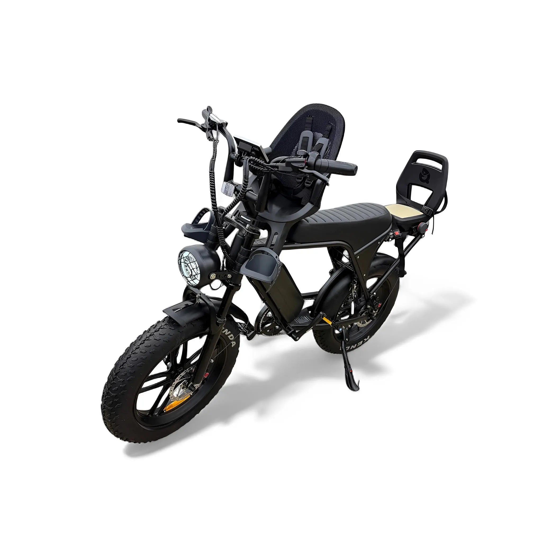 Ouxi C80 Family Fatbike met Kinderzitjes Voor en Achter - Zwart - AE-trading
