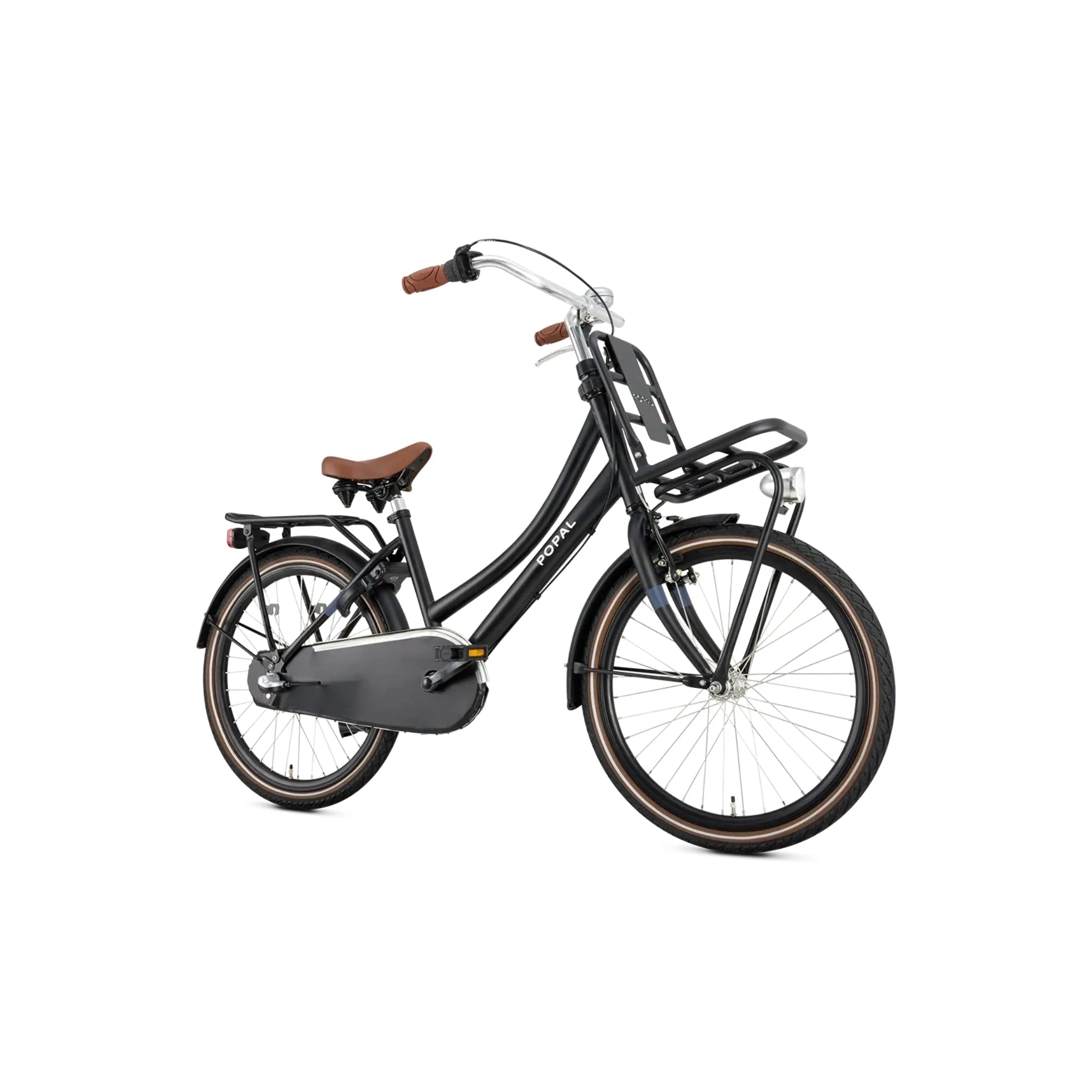 Popal Daily Dutch Basic+ 22 Inch Kinderfiets Mat Zwart Met Stalen Frame En Bagagedrager - AE-trading