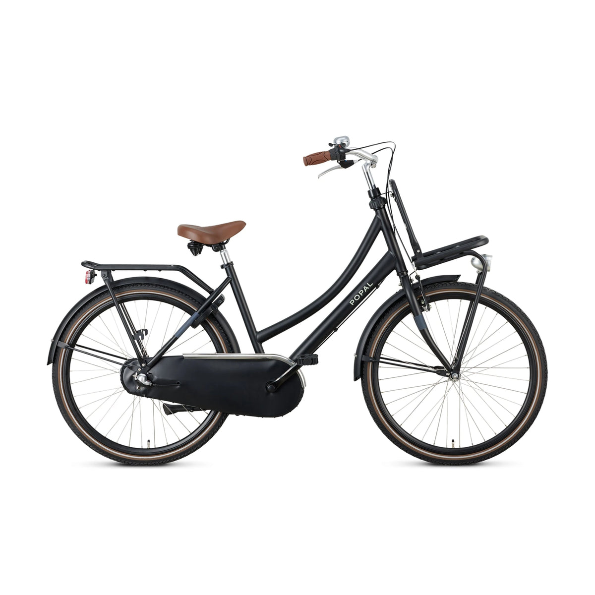 Popal Daily Dutch Basic+ 26 Inch Mat Zwart Transportfiets Met LED-Verlichting En Drie Versnellingen - AE-trading