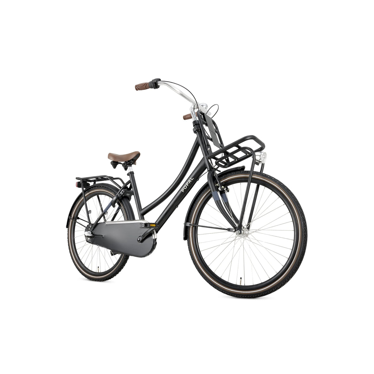 Popal Daily Dutch Basic+ 26 Inch Mat Zwart Transportfiets Met LED-Verlichting En Drie Versnellingen - AE-trading
