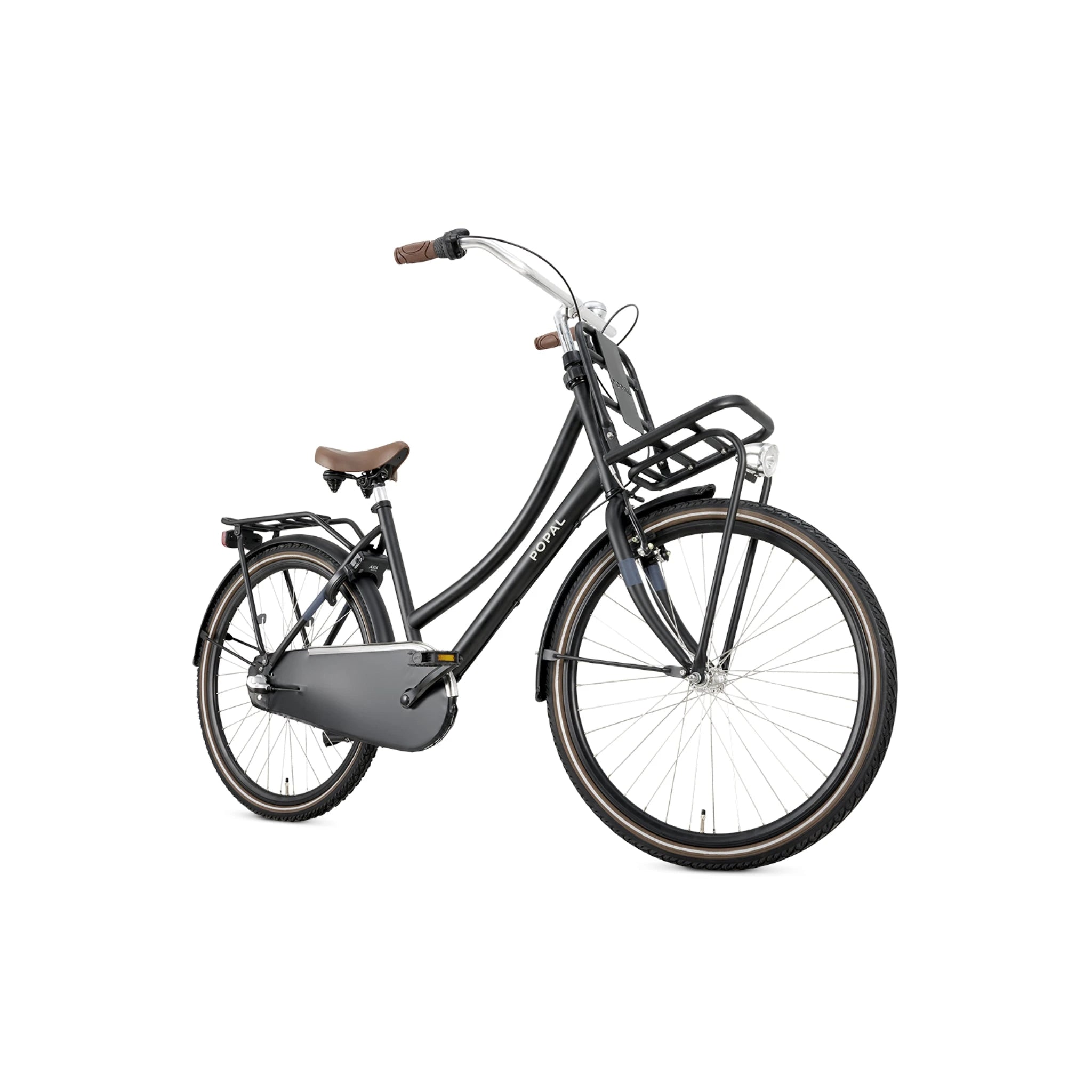 Popal Daily Dutch Basic+ 26 Inch Mat Zwart Transportfiets Met LED-Verlichting En Drie Versnellingen - AE-trading