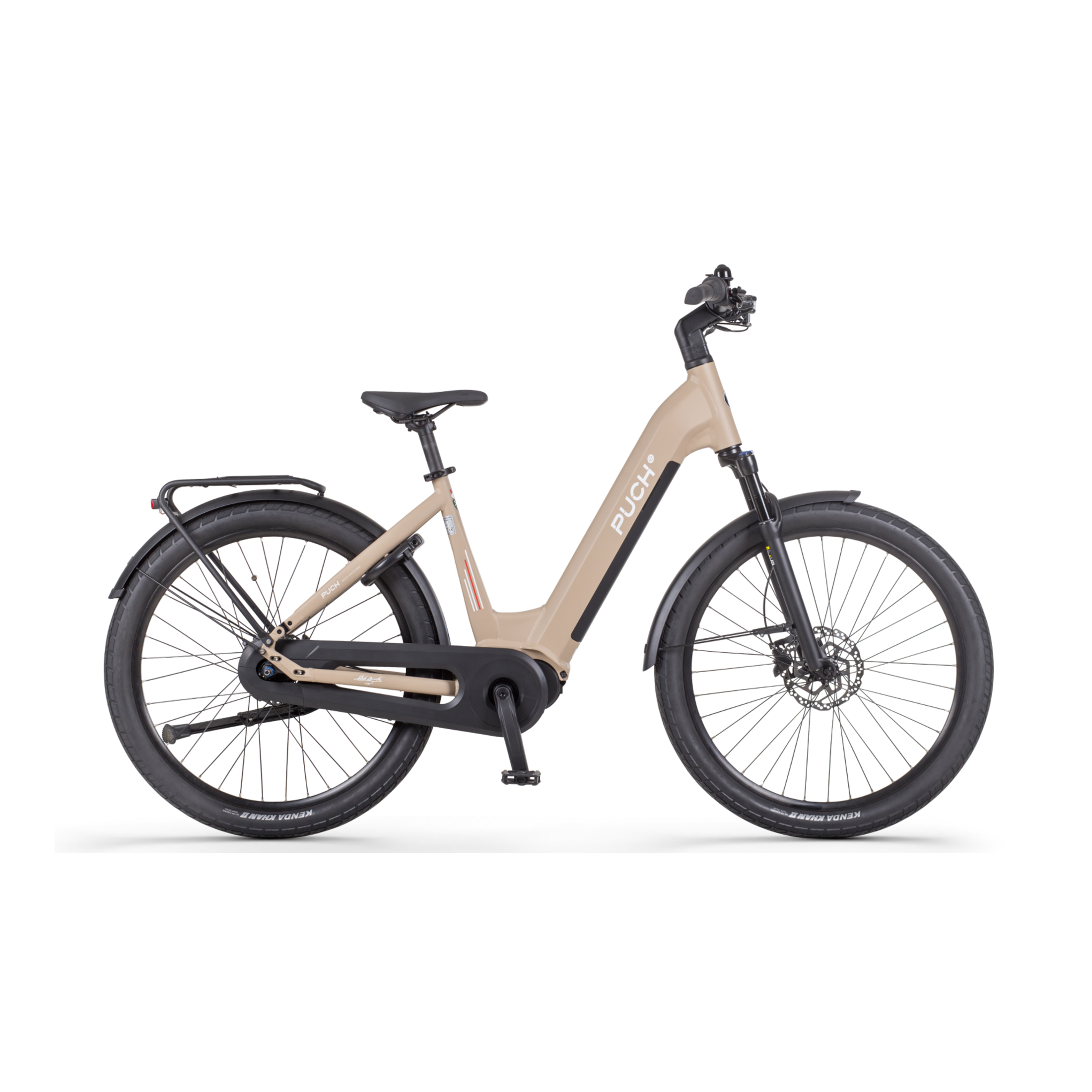 Puch E-Felice N7 - Elektrische Fiets - Mat Beige - 53cm - Lage Instap - 720Wh Accu Capaciteit - 250W Ananda Middenmotor - Hydraulische Remmen - Shimano Nexus 7 Versnellingen