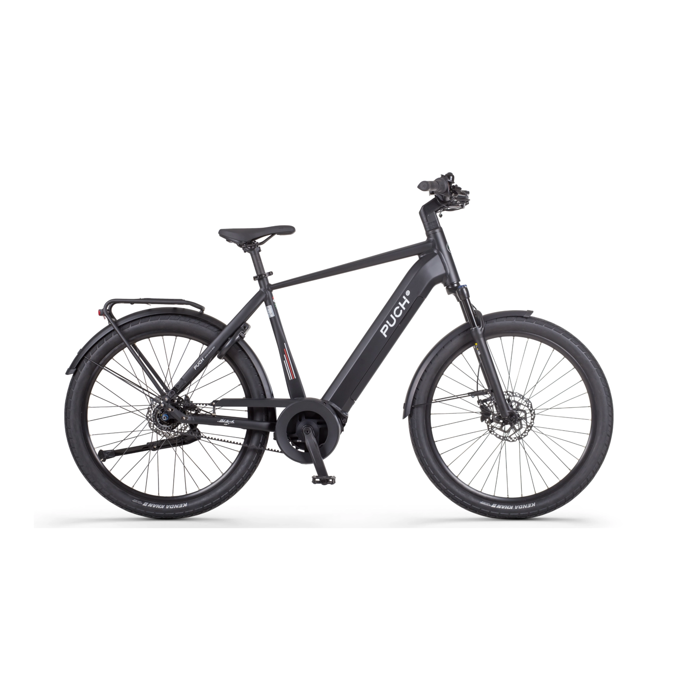 Puch E-Felice N7 - Elektrische Fiets - Mat Zwart- Belt Drive - 56cm - Hoge Instap - 720Wh Accu Capaciteit - 250W Ananda Middenmotor - Hydraulische Remmen