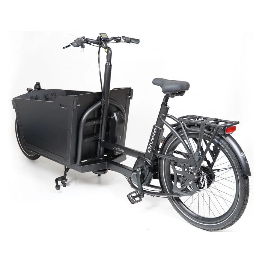 Qivelo Ananda Twowheel 48V – Mat Zwart/Bruin – Elektrische Bakfiets – 614Wh - AE-trading
