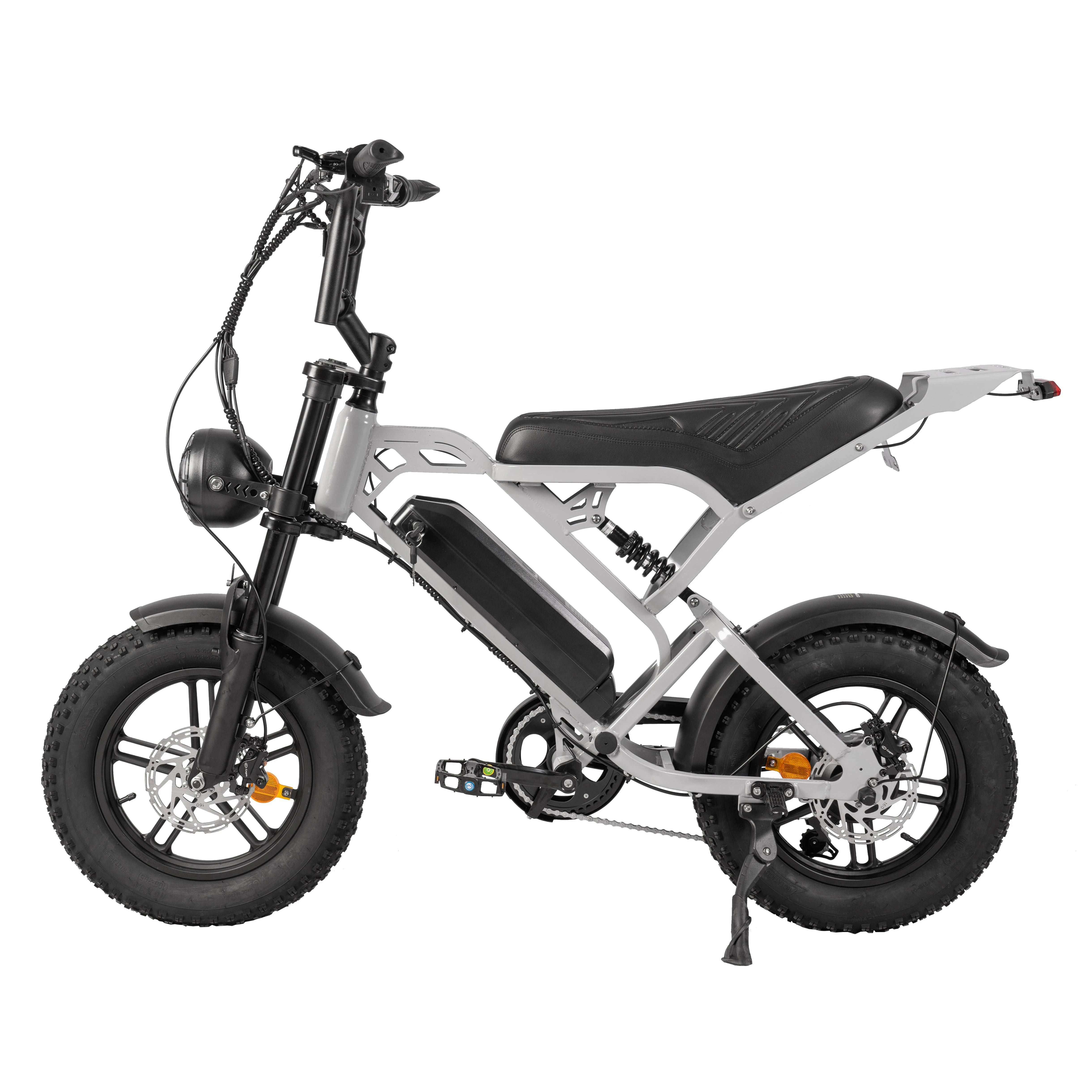QmWheel V20 Mini Fatbike - Kinderfatbike - Grijs - 16x4 inch - 150 kg Draagvermogen - Accu 36V (13Ah) - 250W Motor - Shimano 7 Versnellingen - Hydraulische Schijfremmen - AE-trading