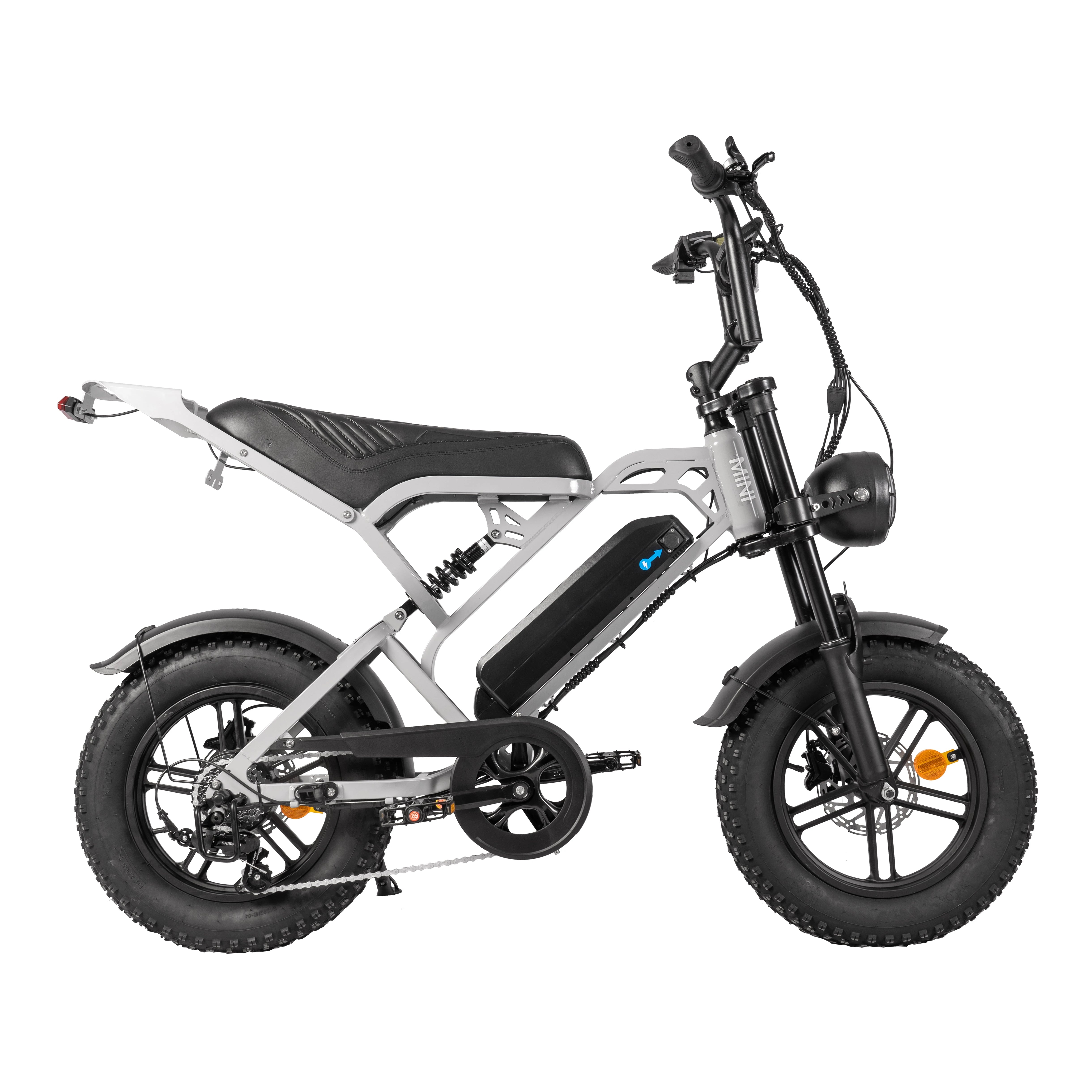 QmWheel V20 Mini Fatbike - Kinderfatbike - Grijs - 16x4 inch - 150 kg Draagvermogen - Accu 36V (13Ah) - 250W Motor - Shimano 7 Versnellingen - Hydraulische Schijfremmen - AE-trading