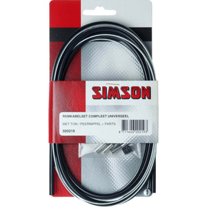 Simson remkabel set universeel 2 nippels RVS zwart - AE-trading