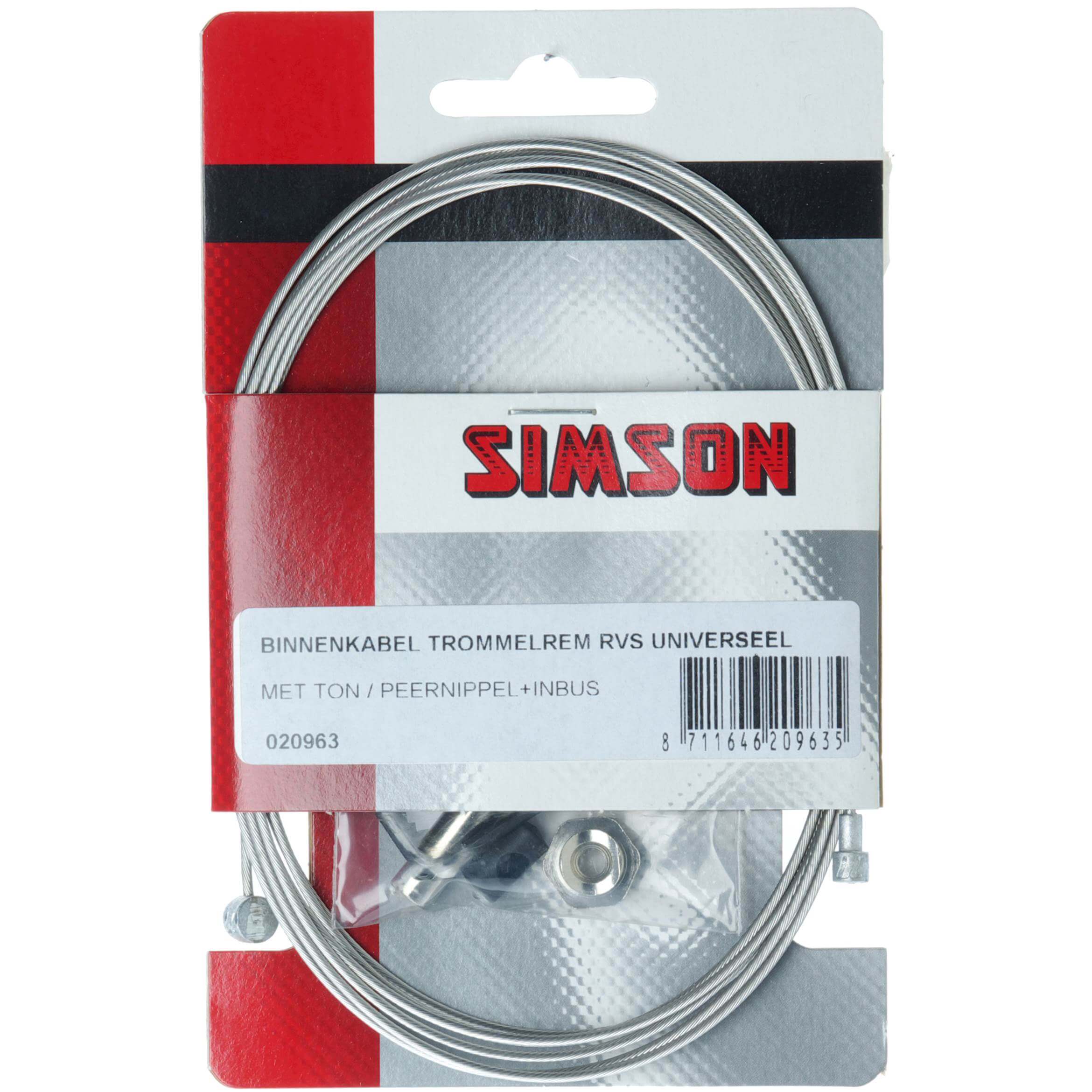 Simson rem binnenkabel rvs 2 nippels met inbus draadeind - AE-trading