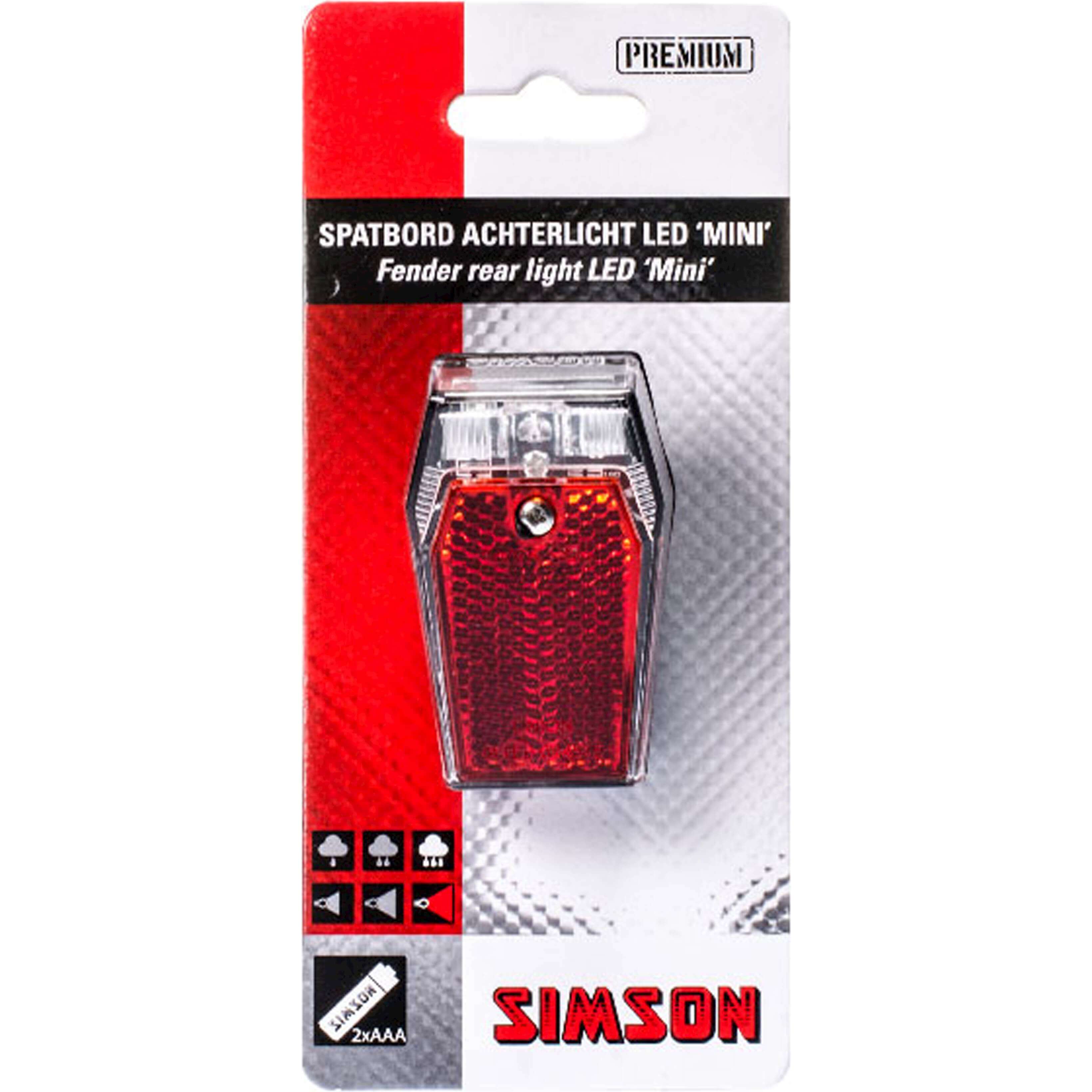 Simson achterlicht Mini batterij spatbord - AE-trading