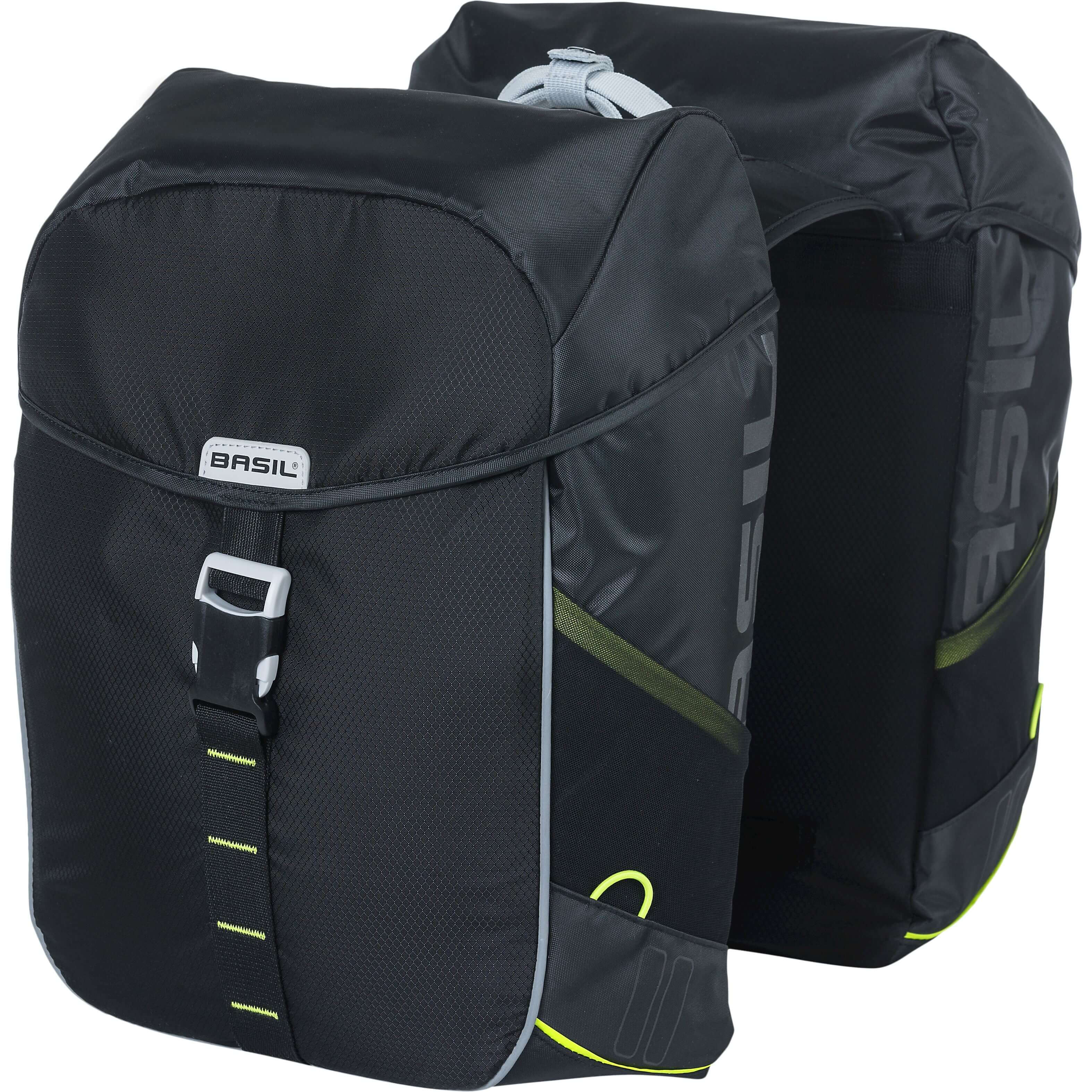 Basil fietstas dubbel Miles black lime 32L AE-trading