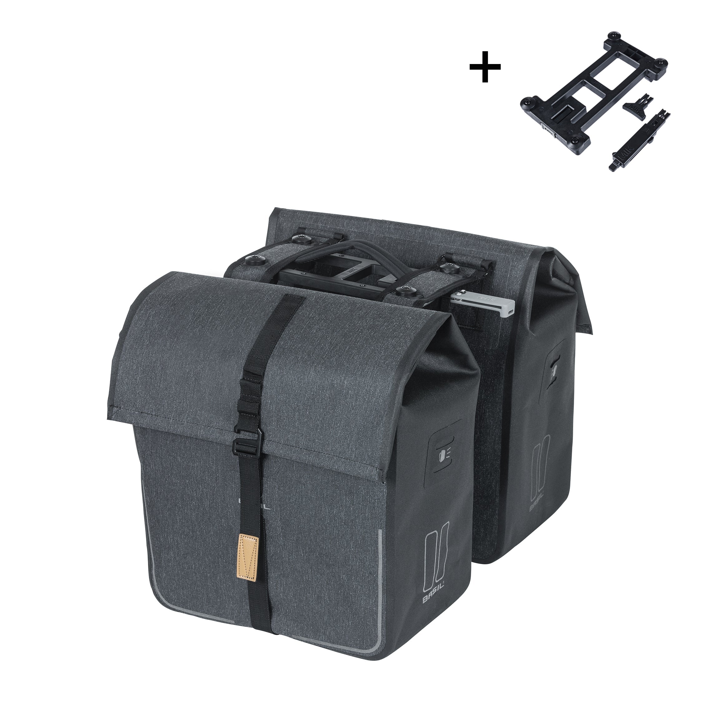 Basil fietstas dubbel Urban dry charcoal melee MIK 50L - AE-trading
