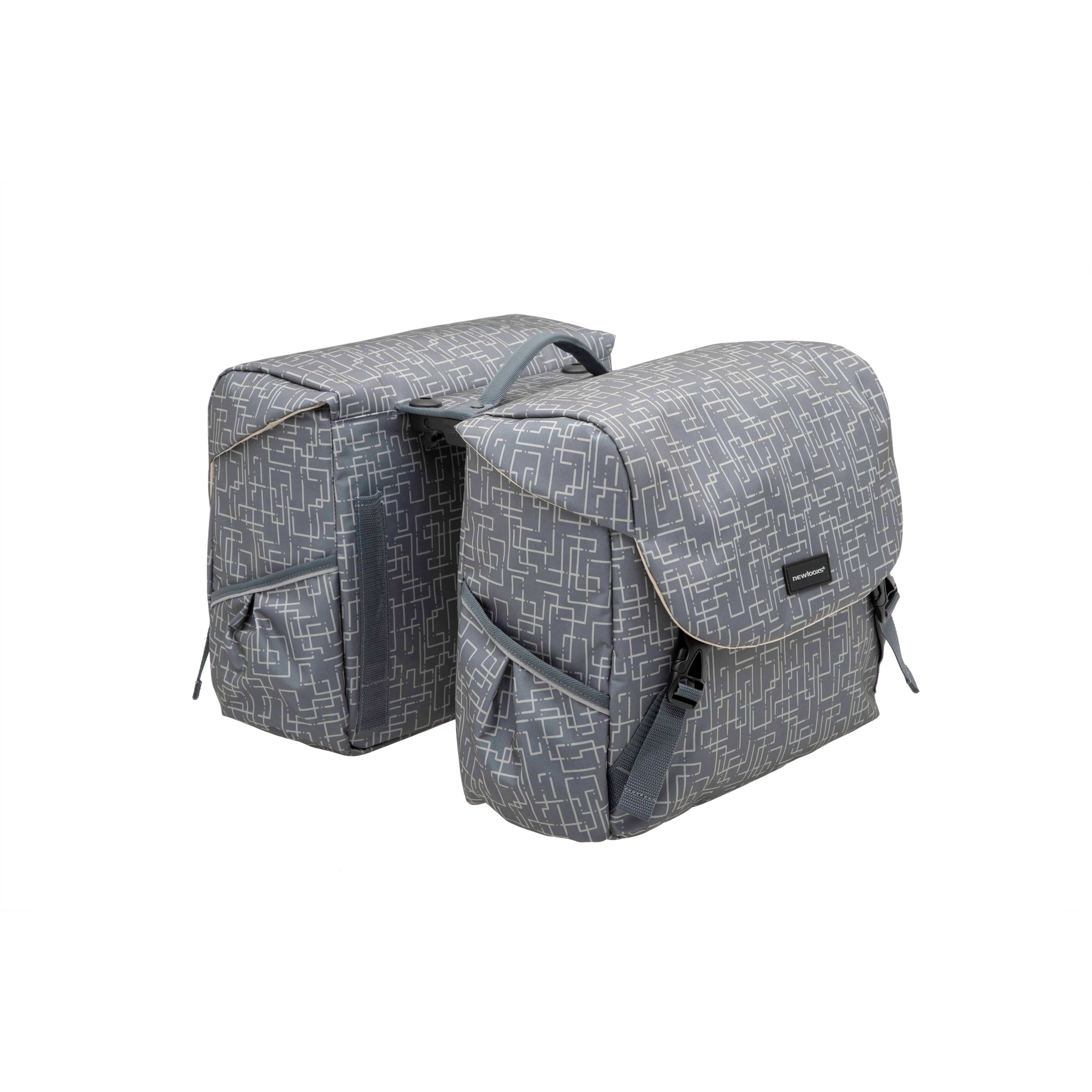 New Looxs fietstas dubbel Mondi Joy Ivy grey Racktime 38L - AE-trading