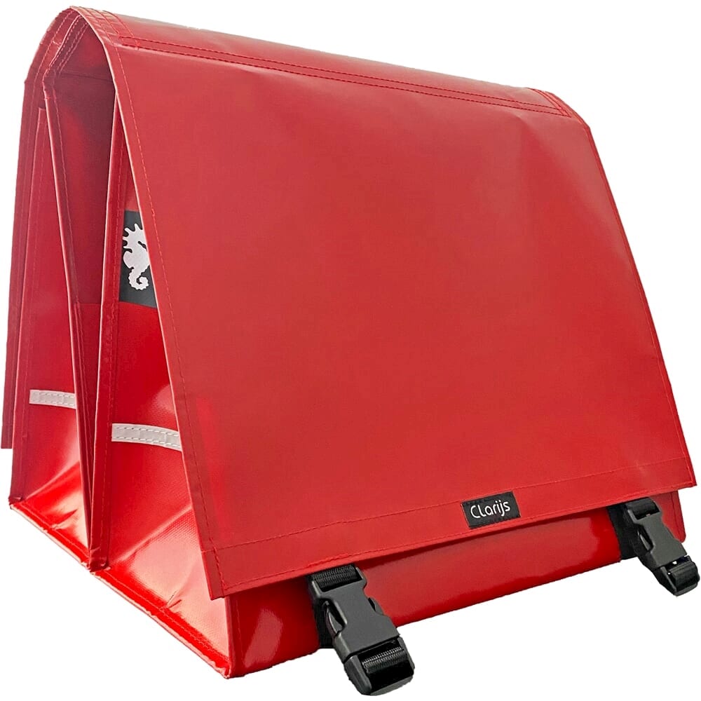 Clarijs fietstas dubbel XL PVC 46L met uitsparing rood - AE-trading