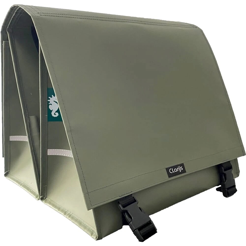 Clarijs fietstas dubbel XL PVC 46L met uitsparing mat olijf - AE-trading