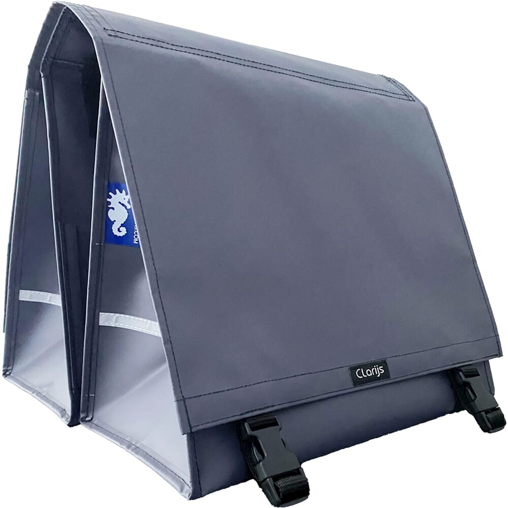Clarijs fietstas dubbel XL PVC 46L met uitsparing mat grijs AE-trading