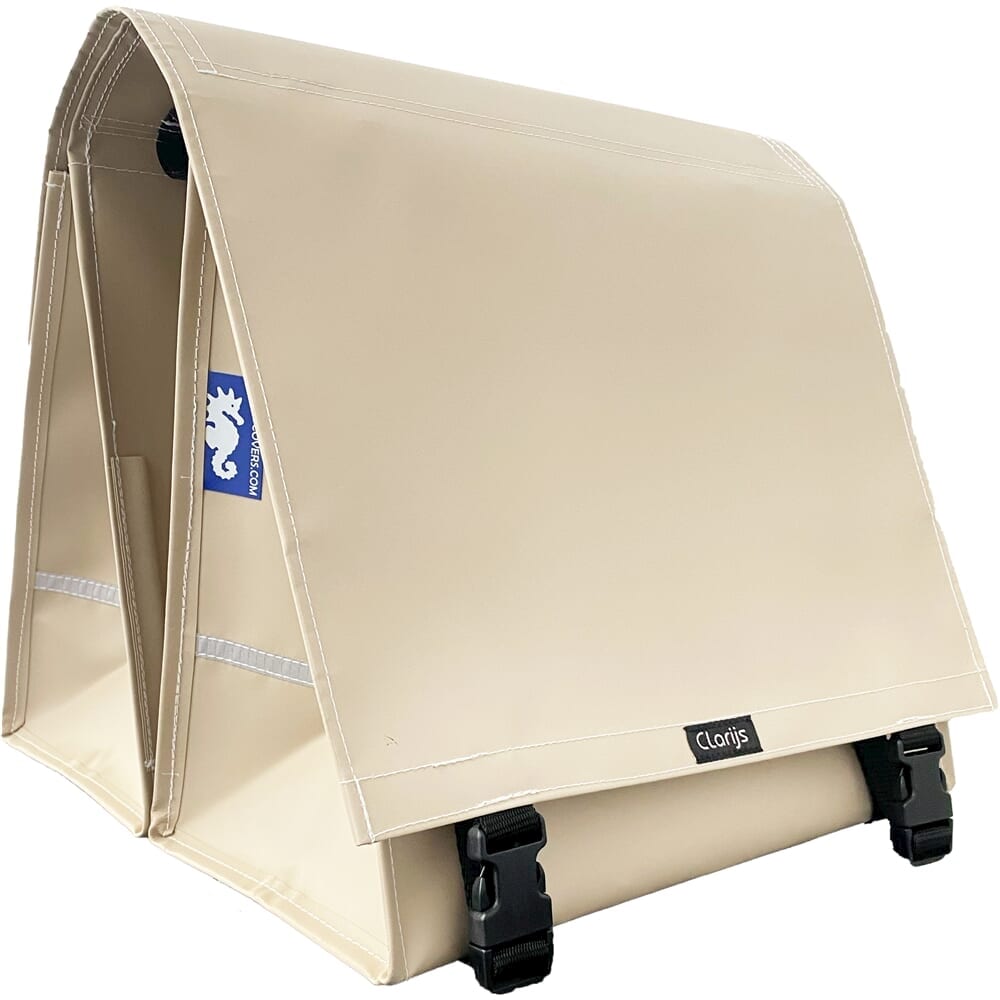Clarijs fietstas dubbel XL PVC 46L met uitsparing mat zand - AE-trading