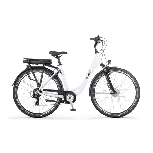 Tomos EB 05 - Elektrische Fiets - Glanzend Wit - 28 inch - 50 cm - Accu 522Wh - 250W Ananda Voorwielmotor - Shimano Tourney 7 Versnellingen - V-Brake Remmen - AE-trading