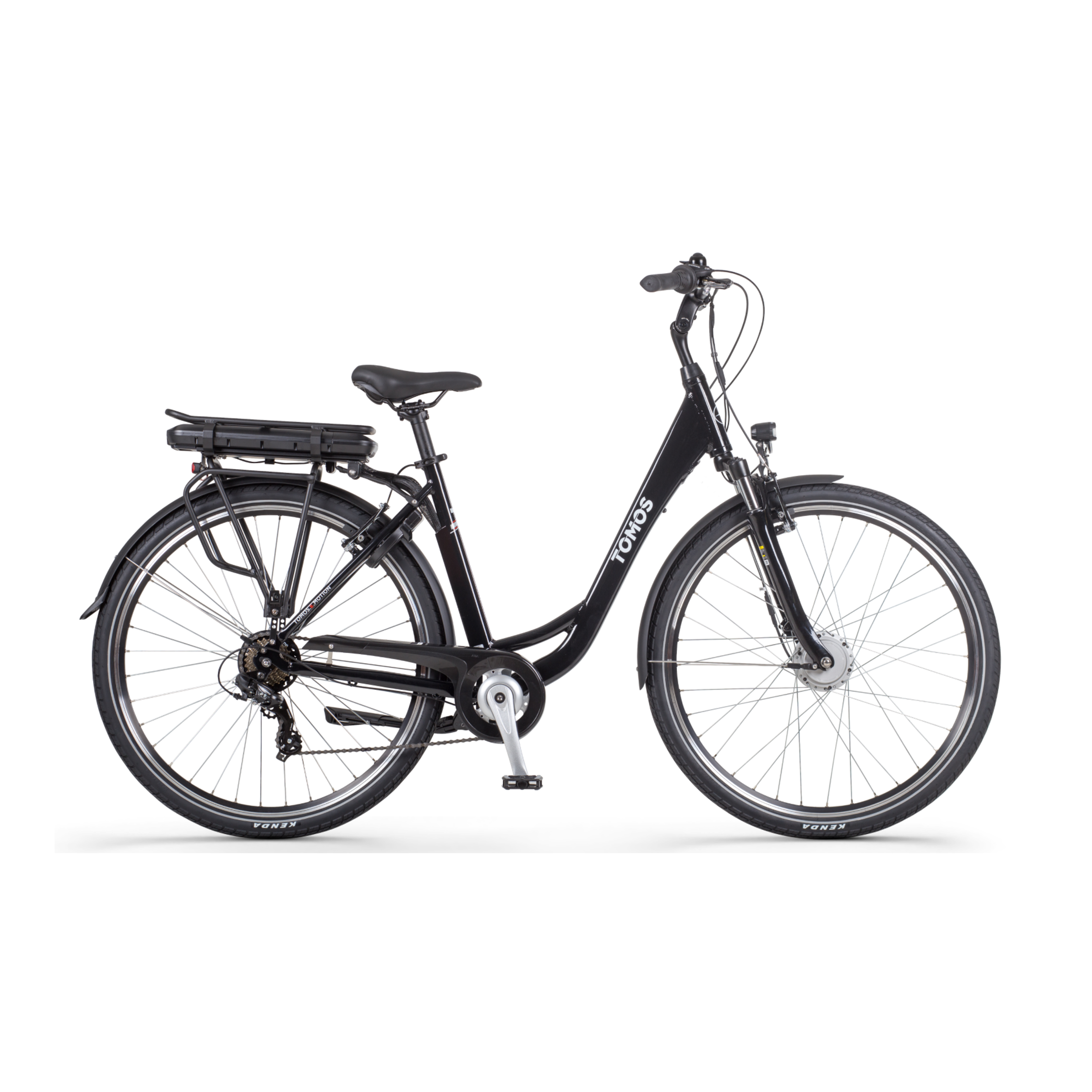 Tomos EB 05 - Elektrische Fiets - Glanzend Zwart - 28 inch - 50 cm - Accu 522Wh - 250W Ananda Voorwielmotor - Shimano Tourney 7 Versnellingen - V-Brake Remmen