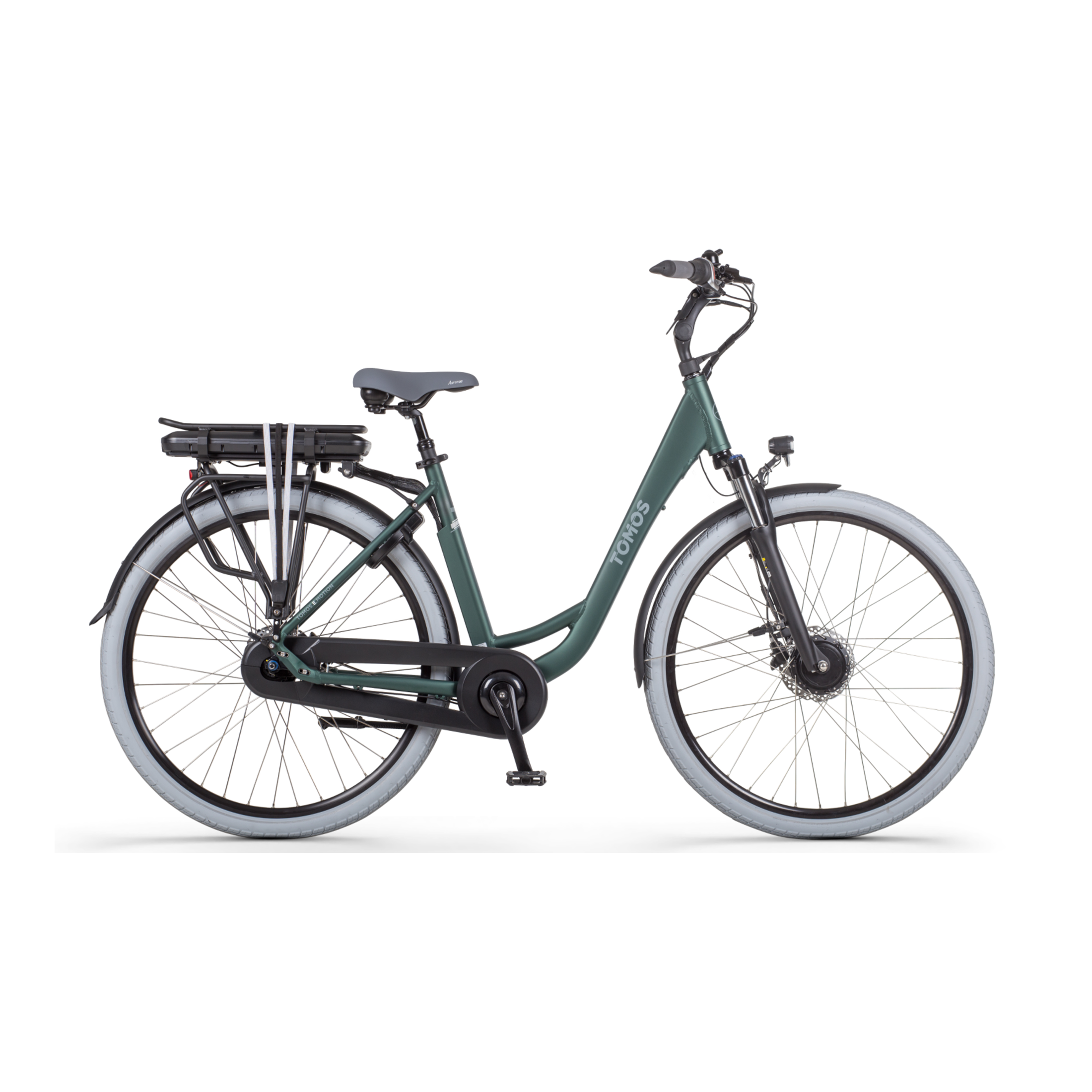 Tomos EB 07 - Elektrische Fiets - Mat Groen - 28 inch - 55 cm - Accu 522Wh - 250W Ananda Voorwielmotor - Shimano Nexus 7 Versnellingen - Hydraulische Schijfremmen