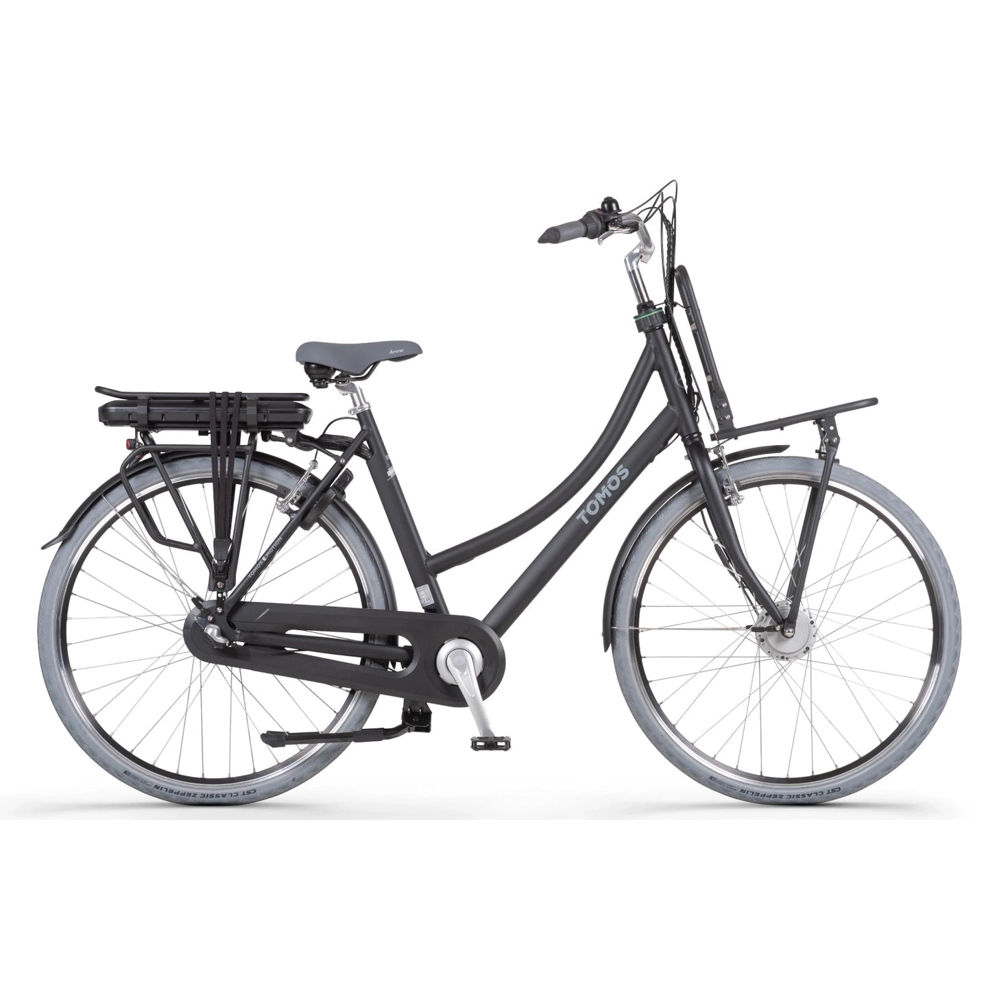 Tomos EB 08 – Coal Black Matt – Elektrische Stadsfiets – 28 inch – Ananda 250W Voorwielmotor – Shimano Nexus 3 Versnellingen – 522 Wh Accu – Framemaat 55 cm - AE-trading
