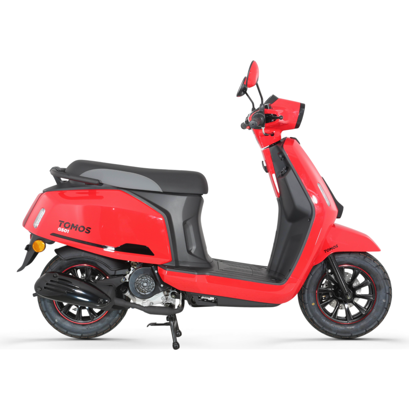 Tomos GS 01 – Glossy Red – Euro 5+ Benzinescooter – 49cc – 2,1 kW – CVT – LED-verlichting – 10 inch wielen - AE-trading