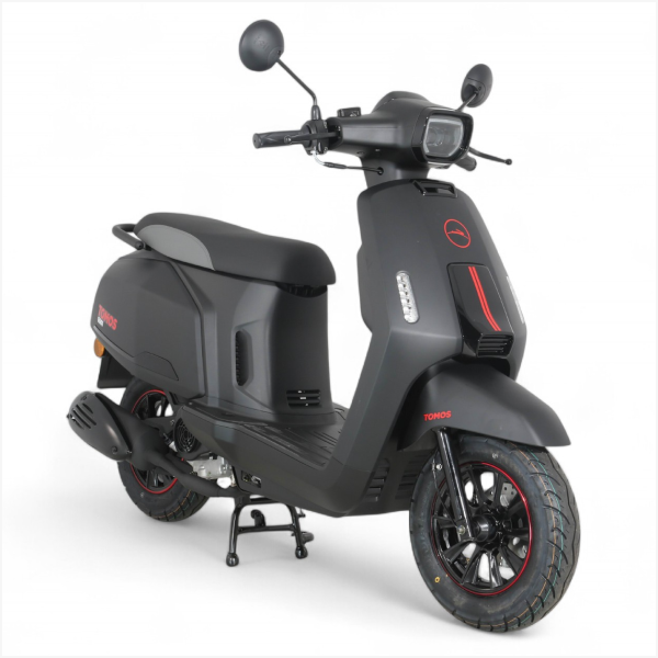 Tomos GS 01 – Mat Zwart – Euro 5+ Benzinescooter – 49cc – 2,1 kW – CVT – LED-verlichting – 10 inch wielen - AE-trading