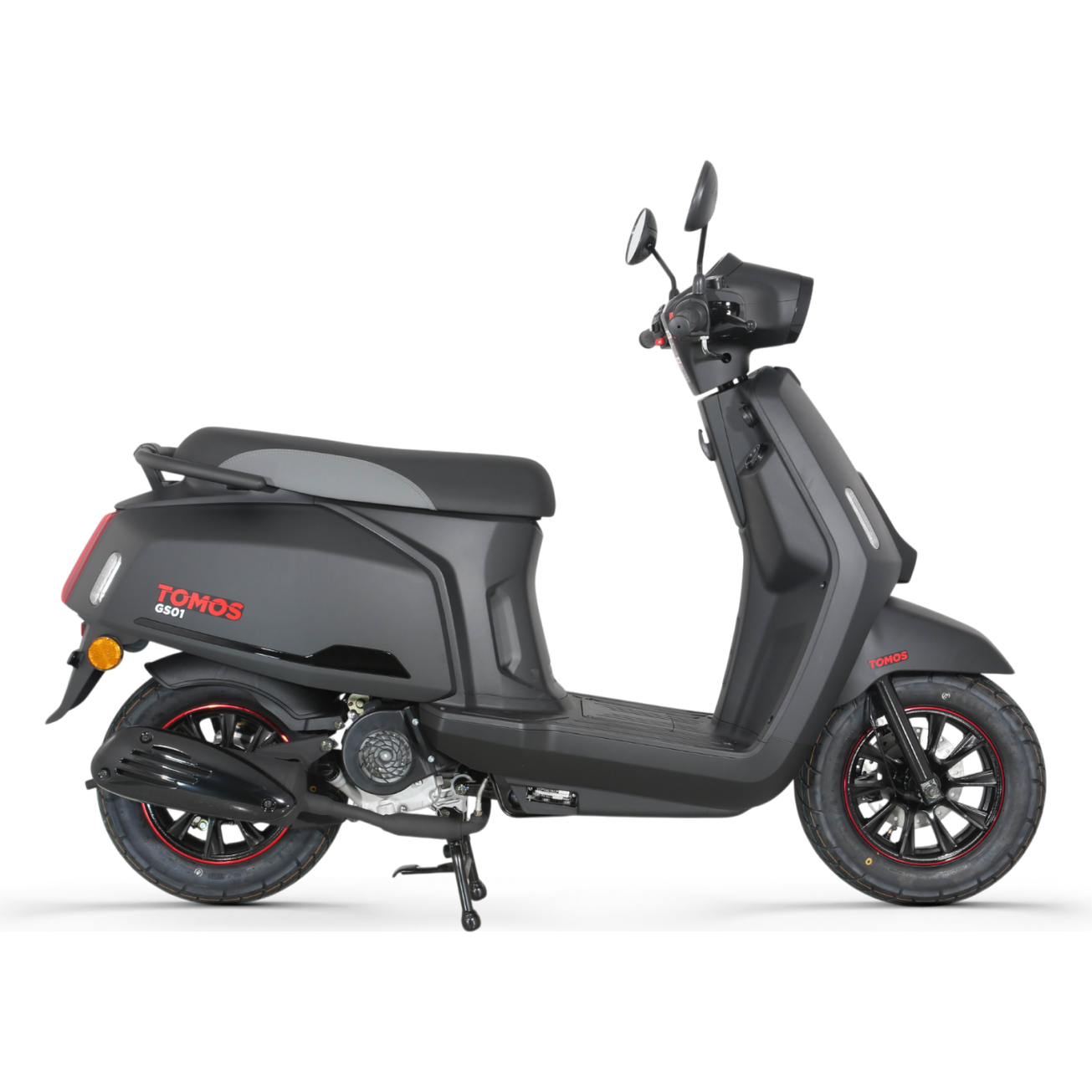 Tomos GS 01 – Mat Zwart – Euro 5+ Benzinescooter – 49cc – 2,1 kW – CVT – LED-verlichting – 10 inch wielen - AE-trading