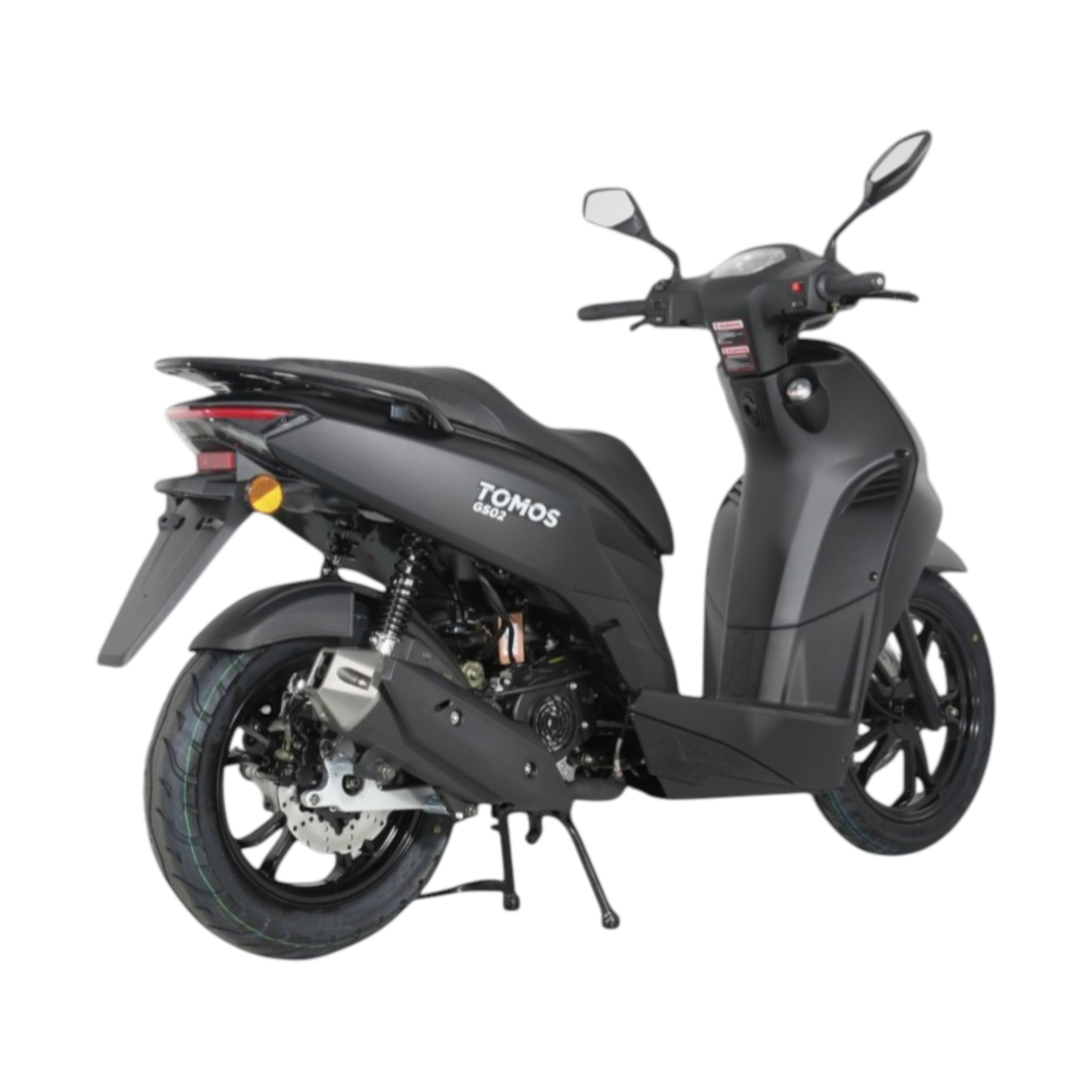 Tomos GS 02 – Black Matt – Euro 5+ Benzinescooter – 49cc – 1,9 kW – CVT – LED-verlichting – 16/14 inch wielen - AE-trading