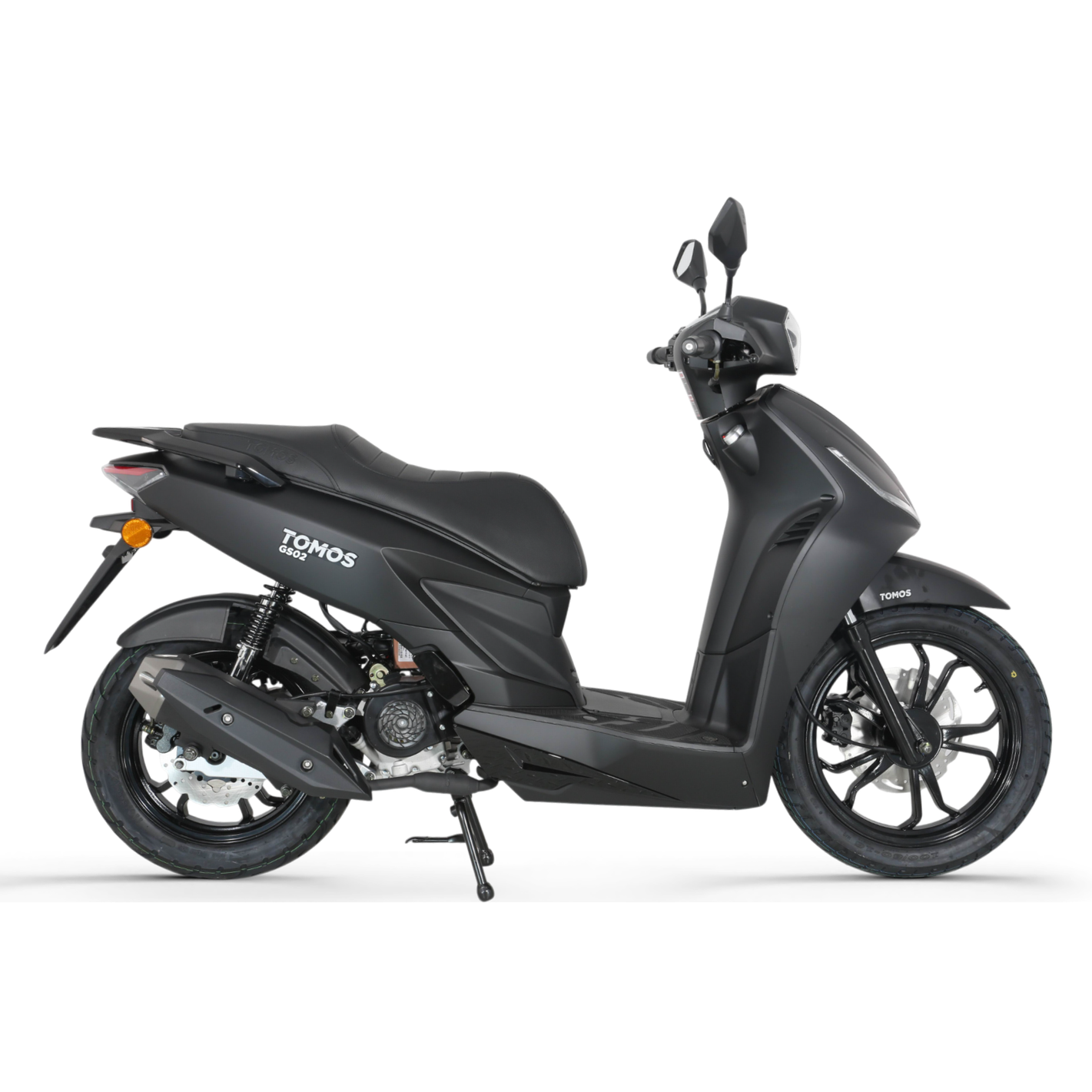 Tomos GS 02 – Black Matt – Euro 5+ Benzinescooter – 49cc – 1,9 kW – CVT – LED-verlichting – 16/14 inch wielen - AE-trading