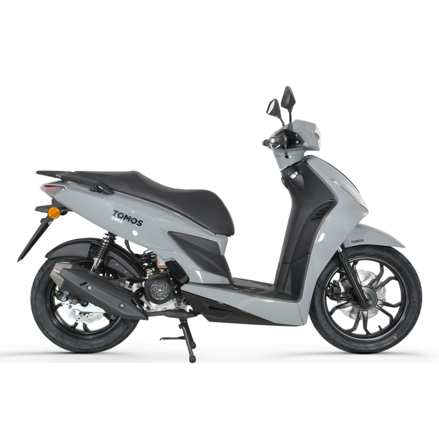 Tomos GS 02 – Grijs – Euro 5+ Benzinescooter – 49cc – 1,9 kW – CVT – LED-verlichting – 16/14 inch wielen - AE-trading