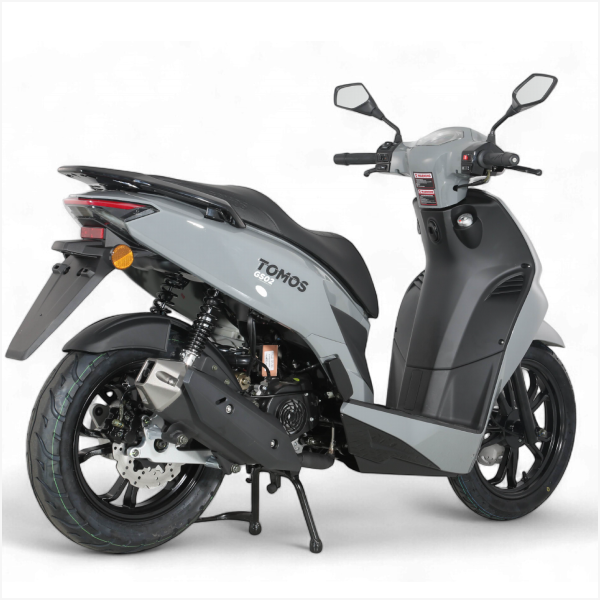 Tomos GS 02 – Grijs – Euro 5+ Benzinescooter – 49cc – 1,9 kW – CVT – LED-verlichting – 16/14 inch wielen - AE-trading