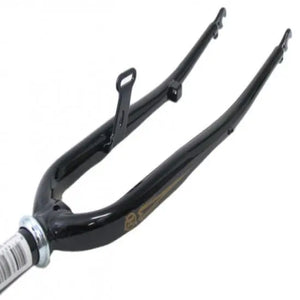 Voorvork 28x1 1/2 UniCrown zwart met dynamohaak en remnok. 1 inch, balhoofdbuis 350mm. Schroefdraadlengte 184mm. - AE-trading