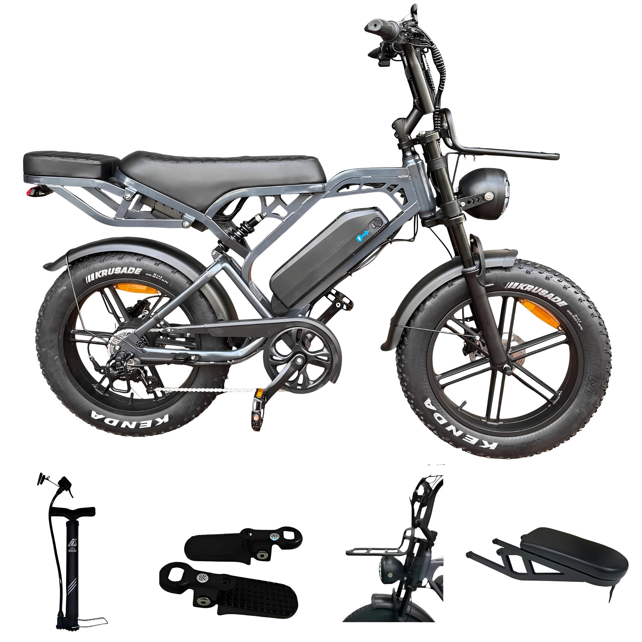 V20 Pro Fatbike Donker Grijs 2025 – Elektrische Fatbike – Hydraulische Remmen – Inclusief Accessoiresset - AE-trading