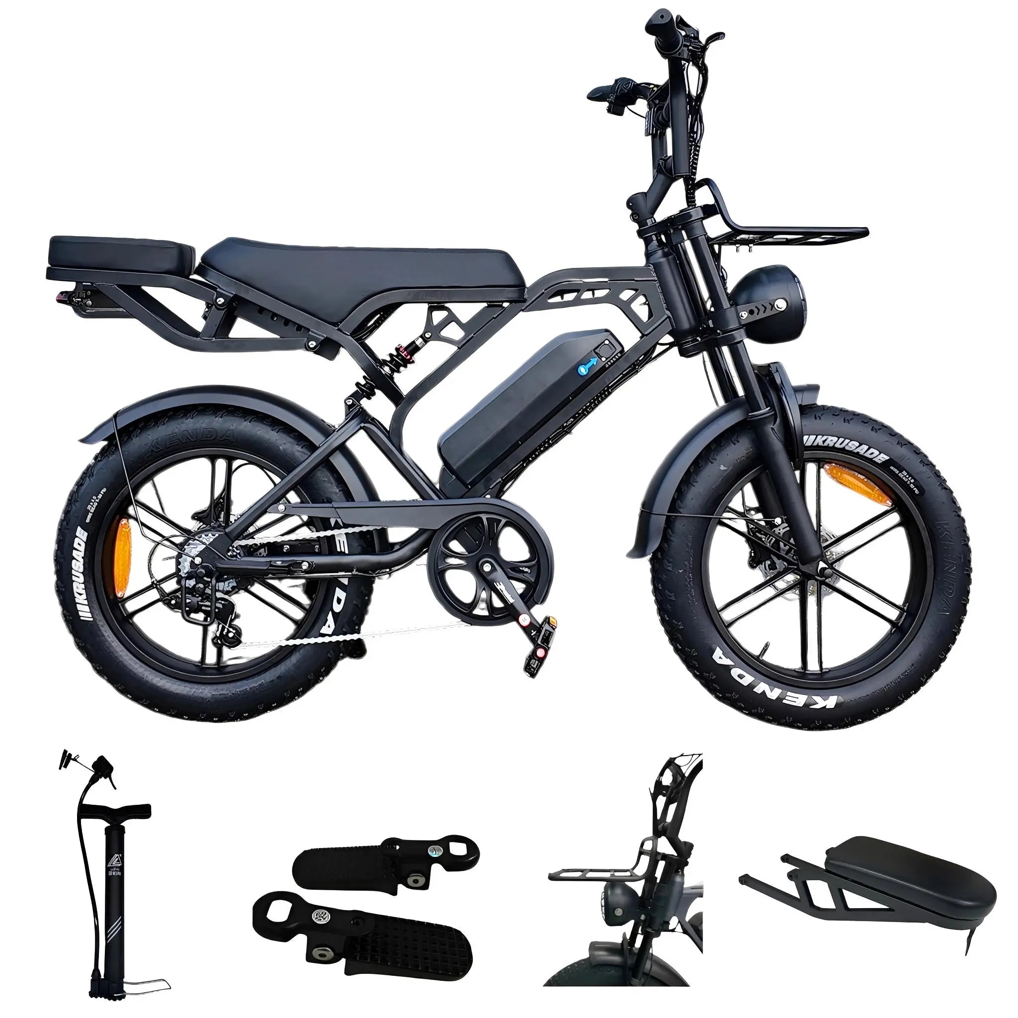 V20 Pro Fatbike Zwart 2026 – Hydraulische Remmen – Inclusief Accessoireset - AE-trading