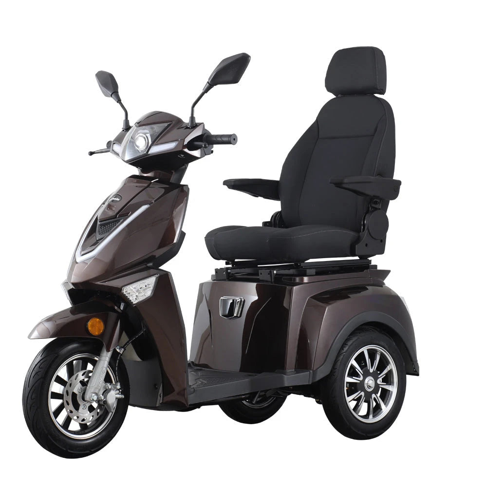Vista 3 Luxe E-Scootmobiel Elektrische Driewieler 1000W 60V 20Ah - Bruin - AE-trading