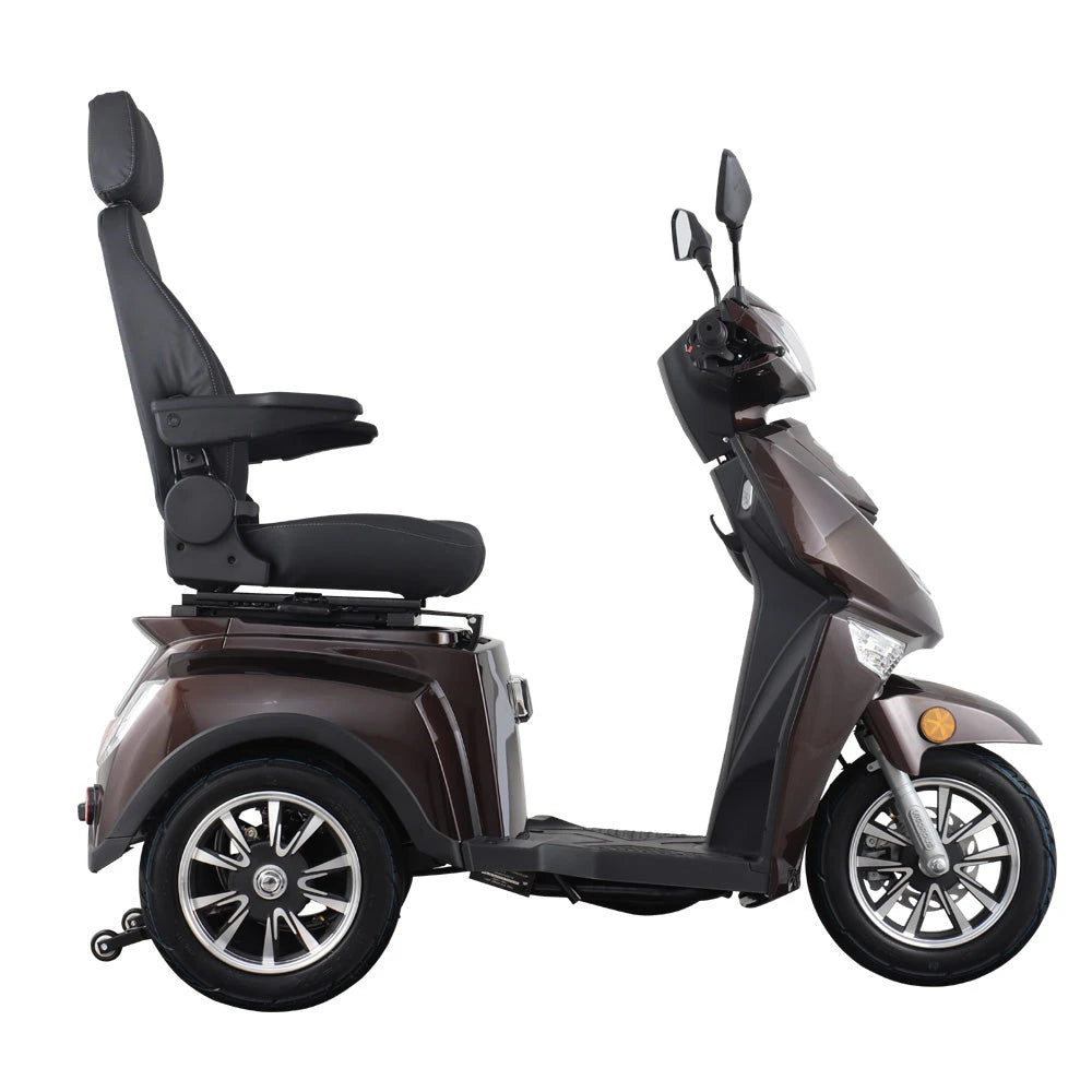 Vista 3 Luxe E-Scootmobiel Elektrische Driewieler 1000W 60V 20Ah - Bruin - AE-trading