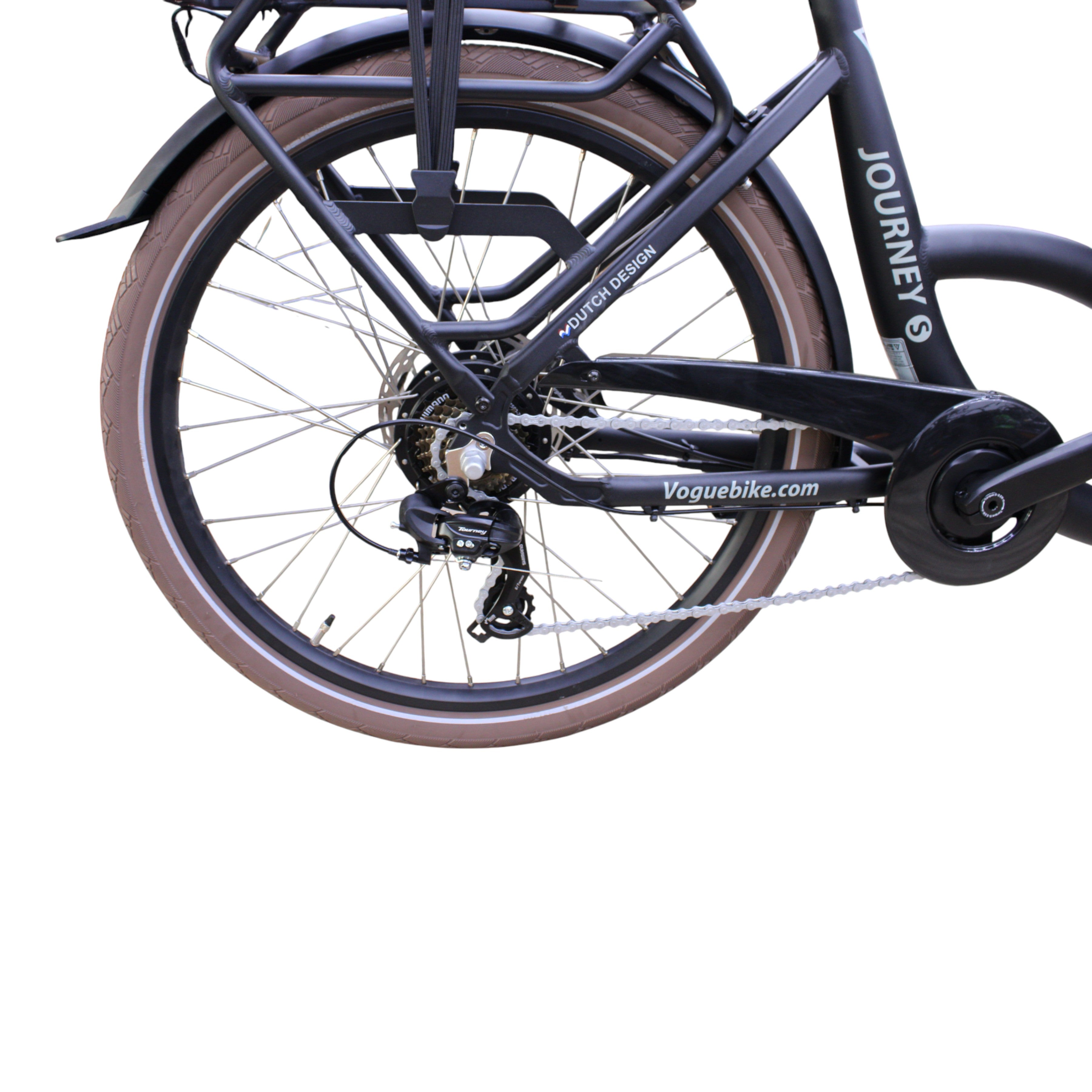 Vogue Bakfiets E-Cargo Journey-S 7DR met Hydraulische Remmen - Zwart met Bruine Accenten - AE-trading