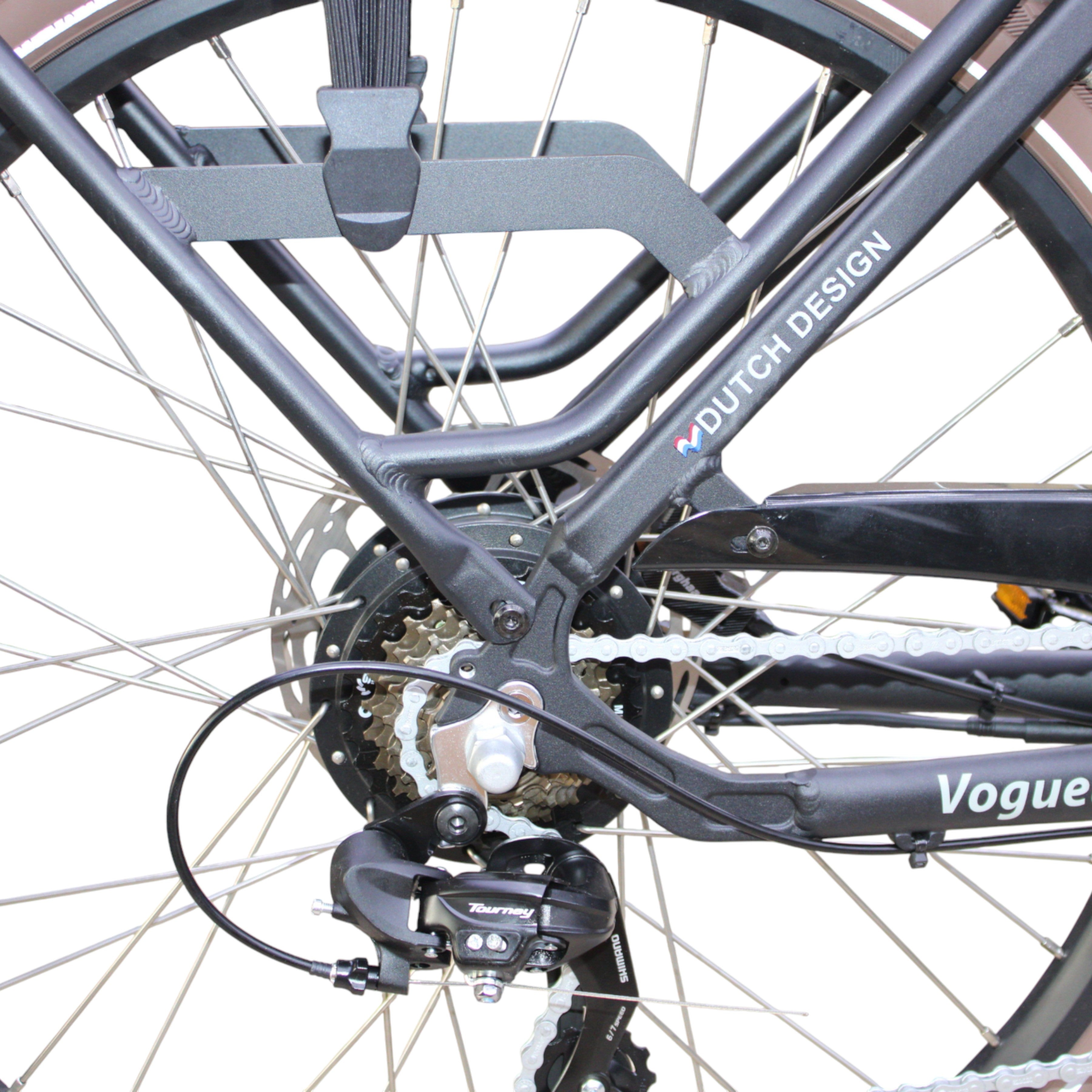 Vogue Bakfiets E-Cargo Journey-S 7DR met Hydraulische Remmen - Zwart met Bruine Accenten - AE-trading