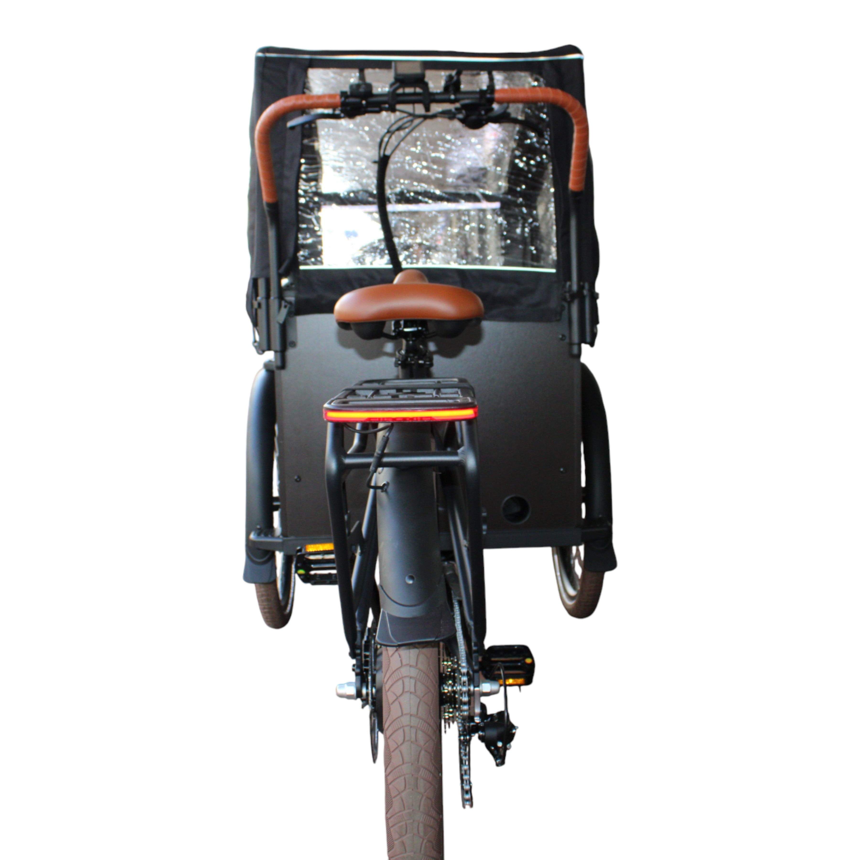 Vogue Bakfiets E-Cargo Journey-S 7DR met Hydraulische Remmen - Zwart met Bruine Accenten - AE-trading