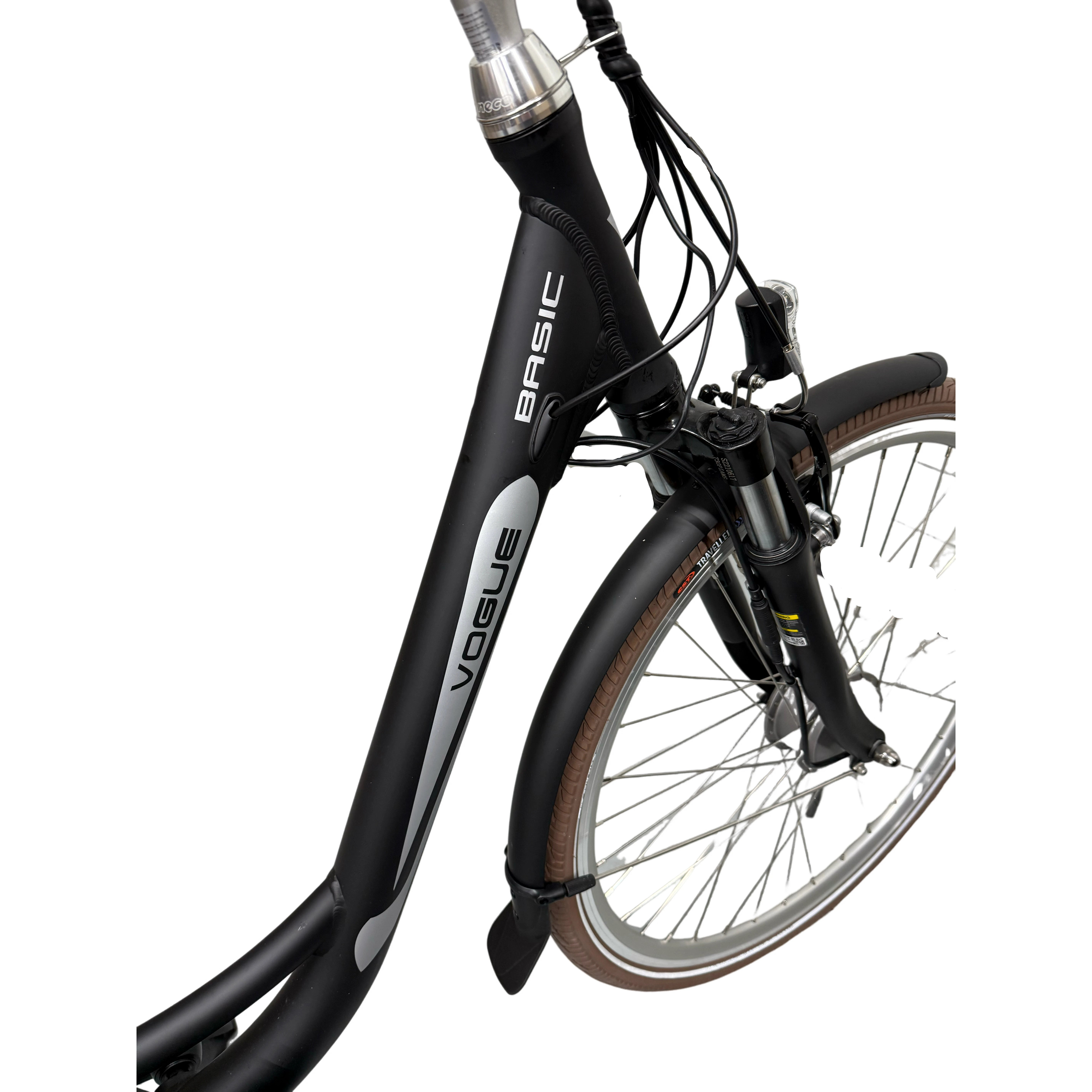 Vogue Basic Elektrische Fiets 3 versnellingen 47cm 13Ah - Mat Zwart met Bruine Accenten - AE-trading