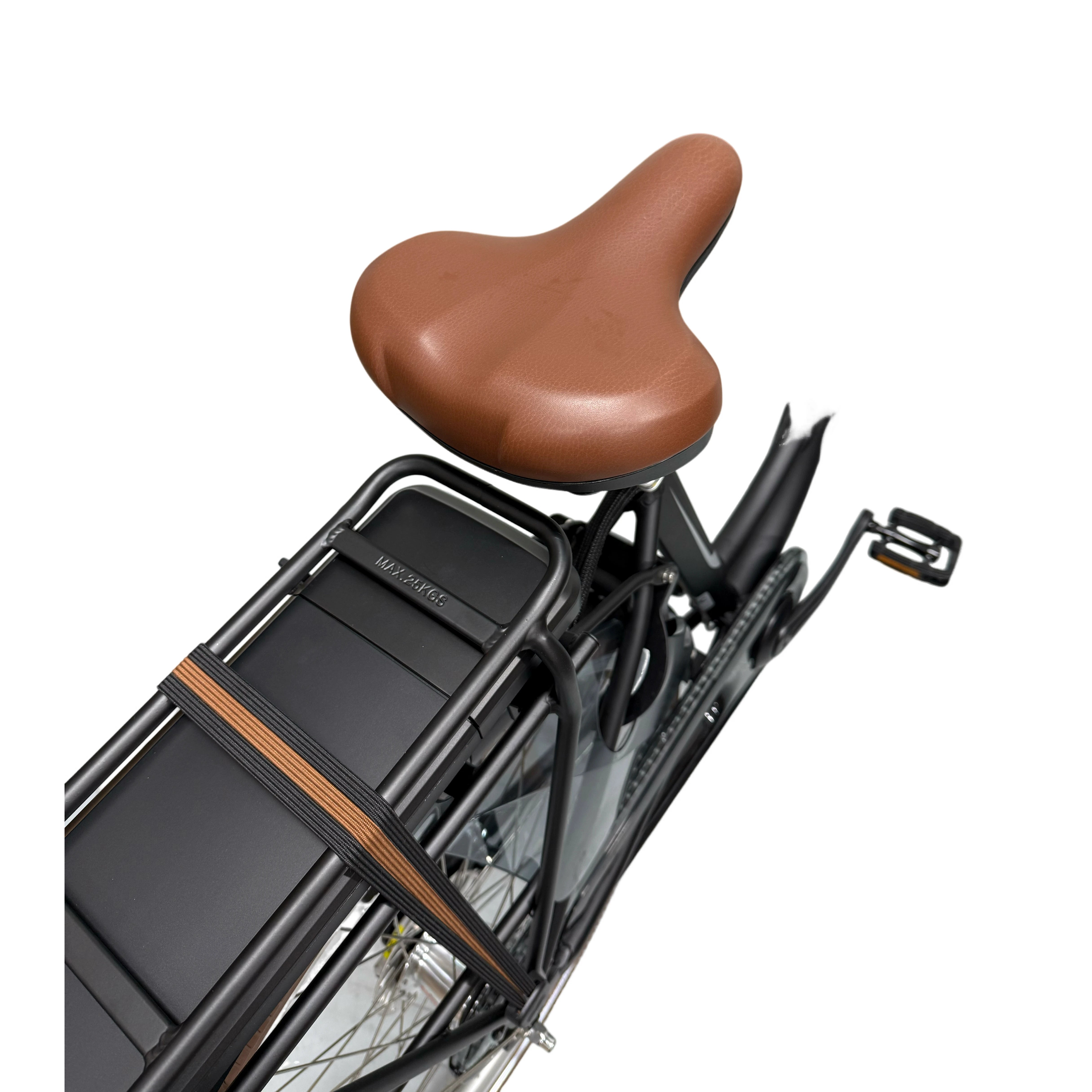 Vogue Basic N7 Elektrische Fiets Mat Zwart met Bruine Accenten 47cm – Elektrische Damesfiets met 468Wh Accu - AE-trading