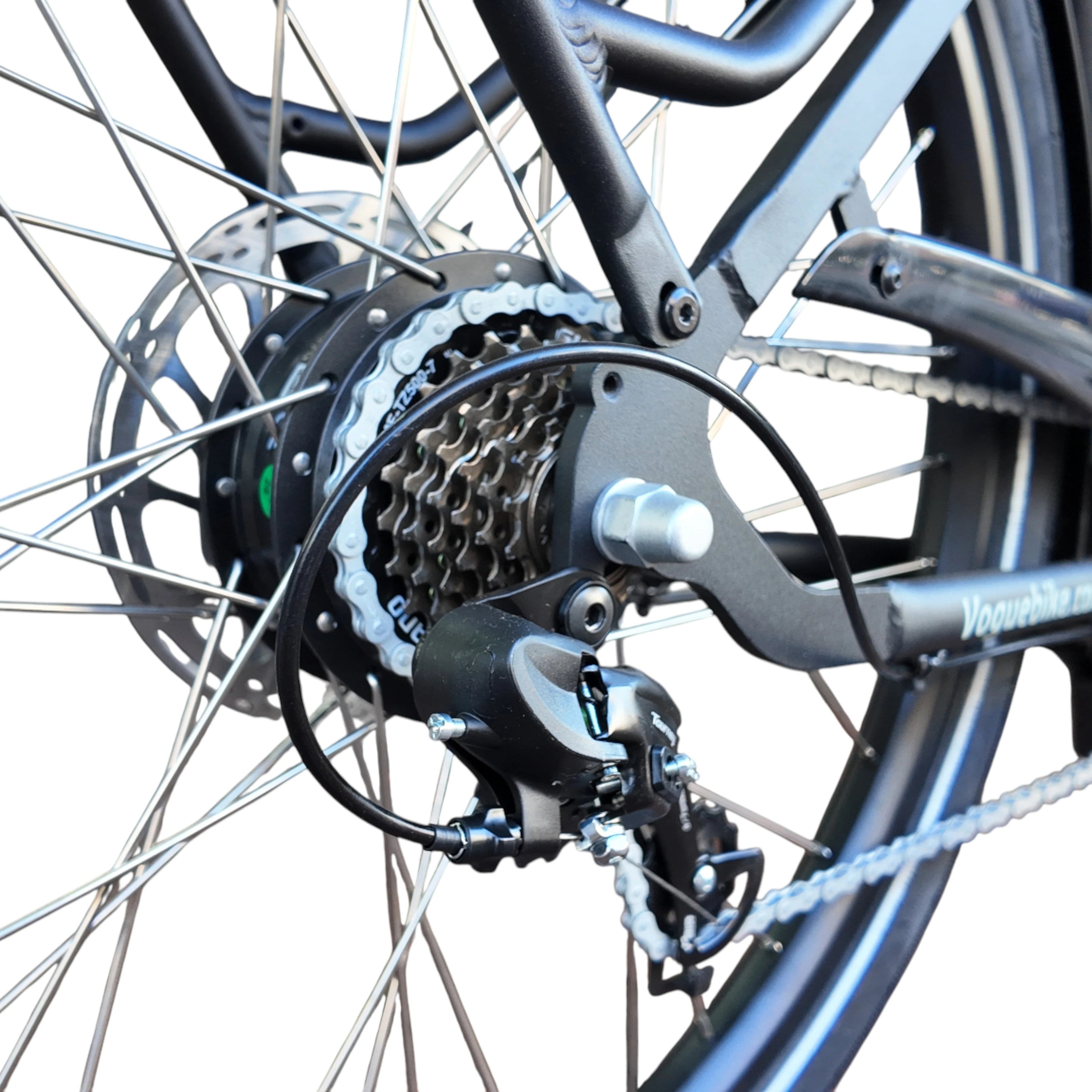 Vogue Caddy - Elektrische Bakfiets - Mat Zwart - Grijze Accenten - Accu 468Wh (36V, 13Ah) - Bafang Achterwielmotor - Shimano 7 Versnellingen - Hydraulische Remmen - AE-trading