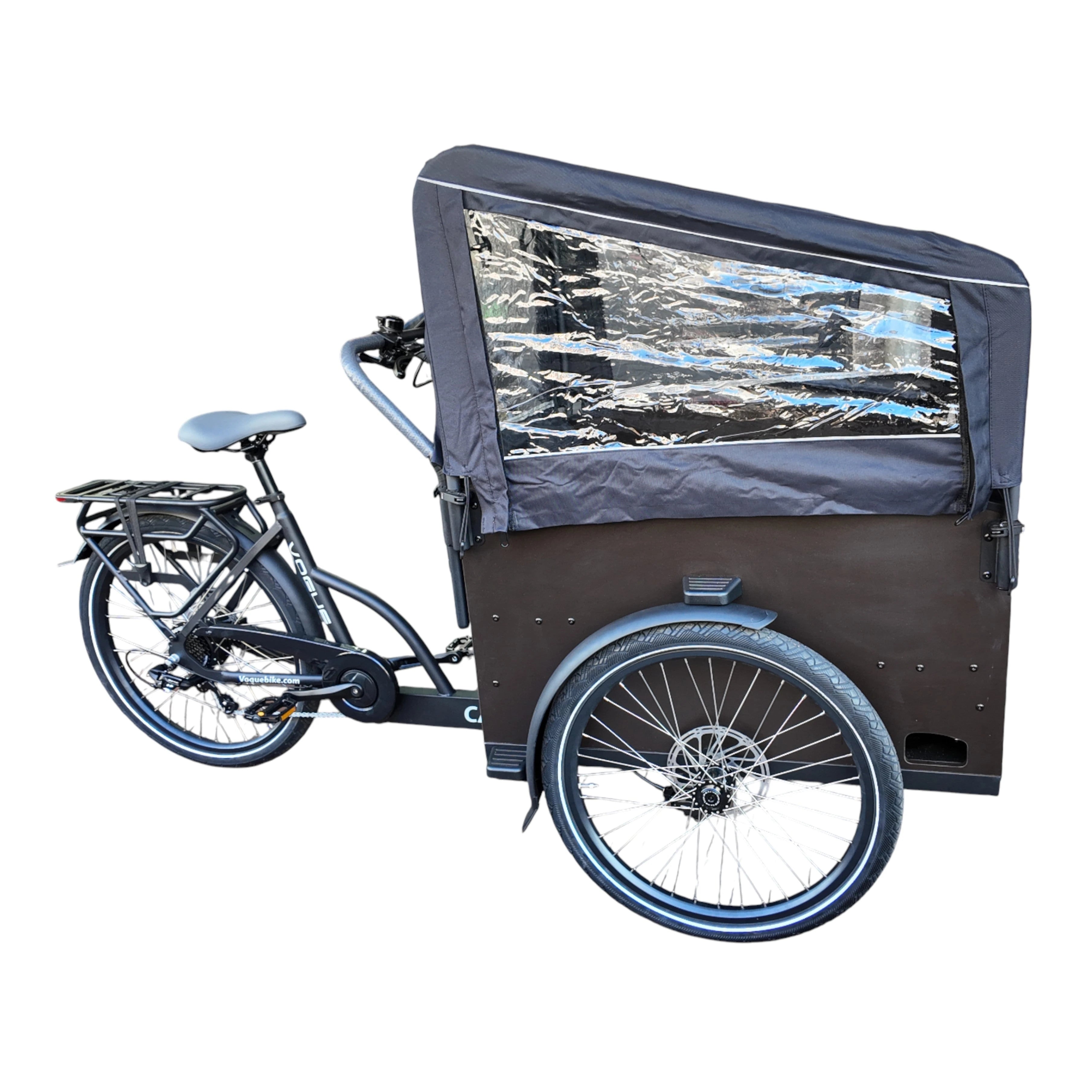 Vogue Caddy - Elektrische Bakfiets - Mat Zwart - Grijze Accenten - Accu 468Wh (36V, 13Ah) - Bafang Achterwielmotor - Shimano 7 Versnellingen - Hydraulische Remmen - AE-trading