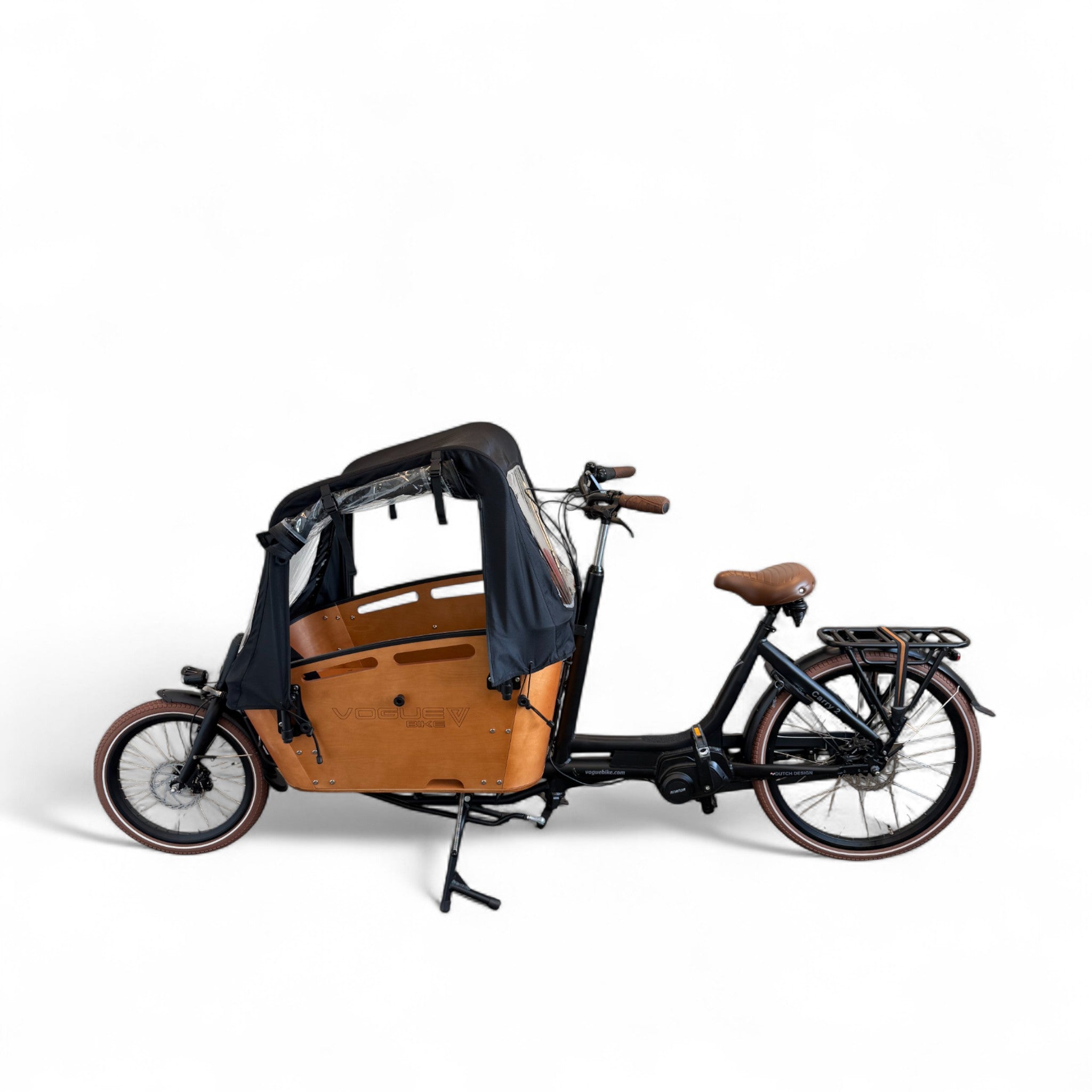 Vogue Carry 2 – Mat Zwart/Bruin – Elektrische Bakfiets – 80Nm middenmotor – 15Ah accu – 8 versnellingen – Hydraulische schijfremmen - AE-trading