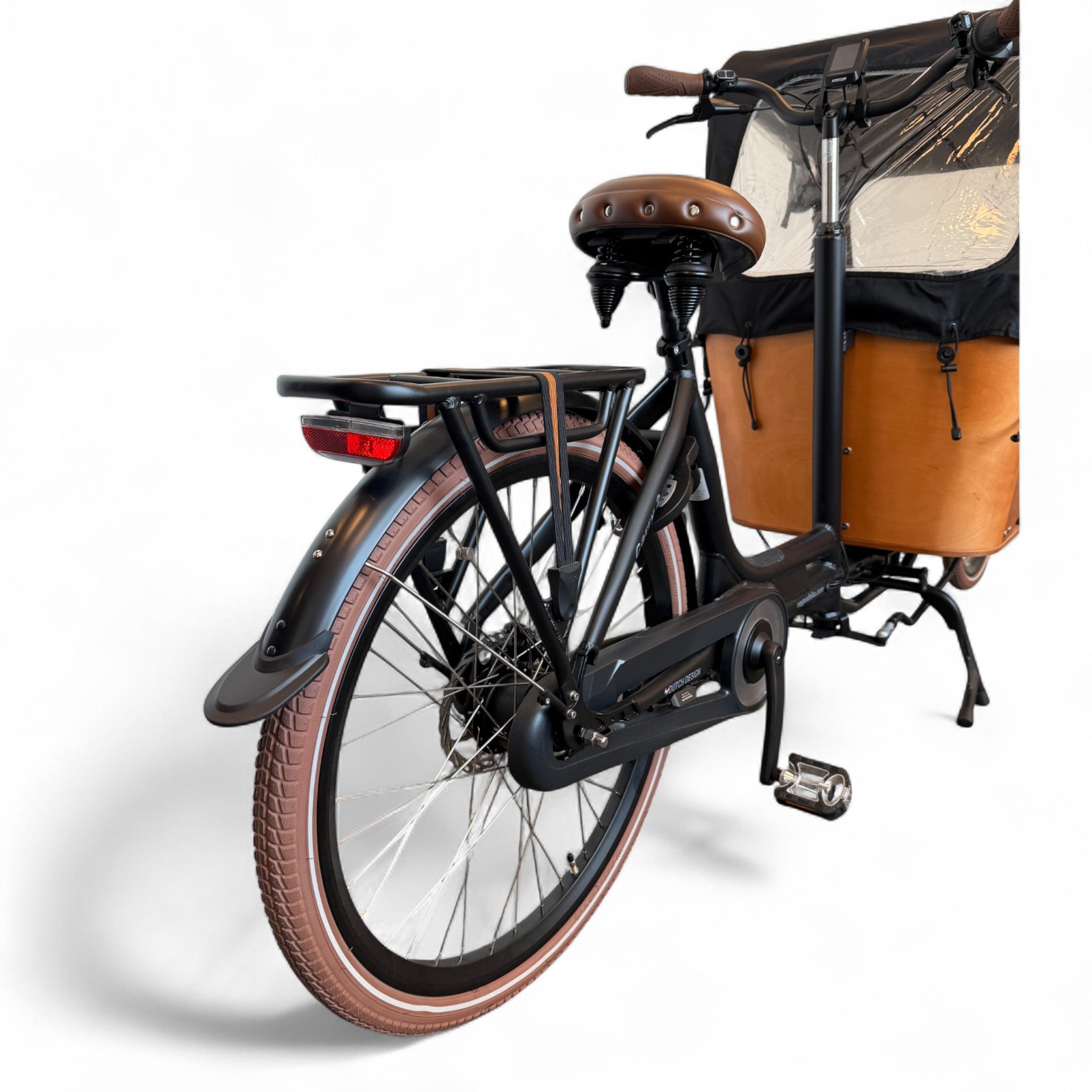 Vogue Carry 2 – Mat Zwart/Bruin – Elektrische Bakfiets – 80Nm middenmotor – 15Ah accu – 8 versnellingen – Hydraulische schijfremmen - AE-trading